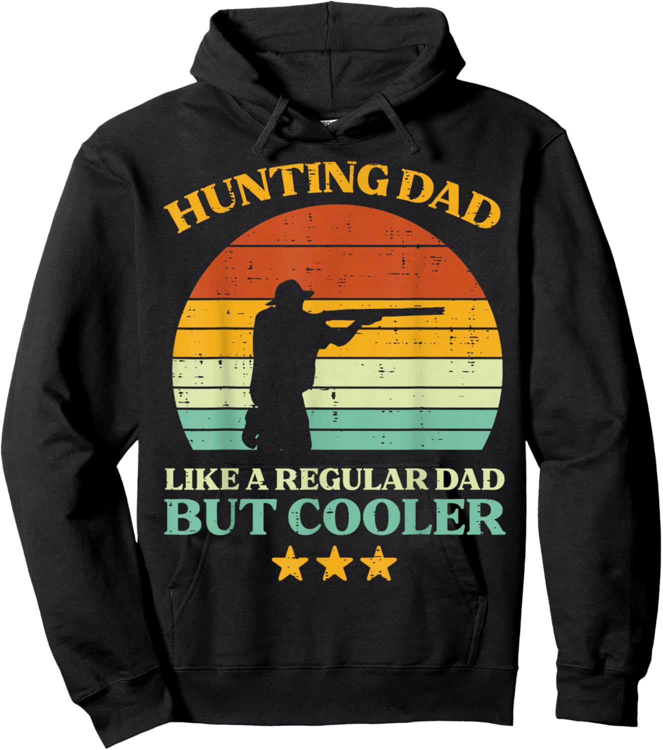Hunting Dad Like Regular Retro Fathers Day Hunter Daddy Papa Hoodie - Hoodie | Black