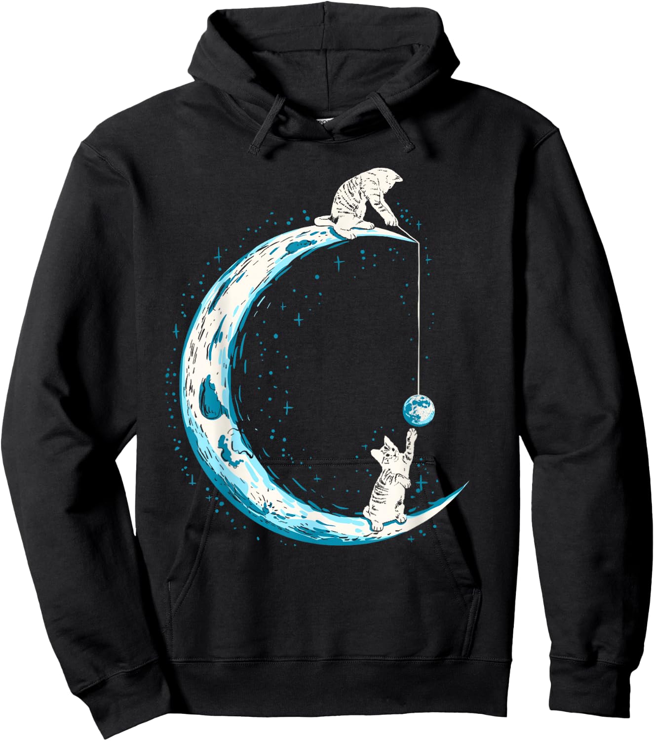 Cats Playing In Space Word Moon Kitten Cat Lover Women Kids Hoodie - Hoodie | Black