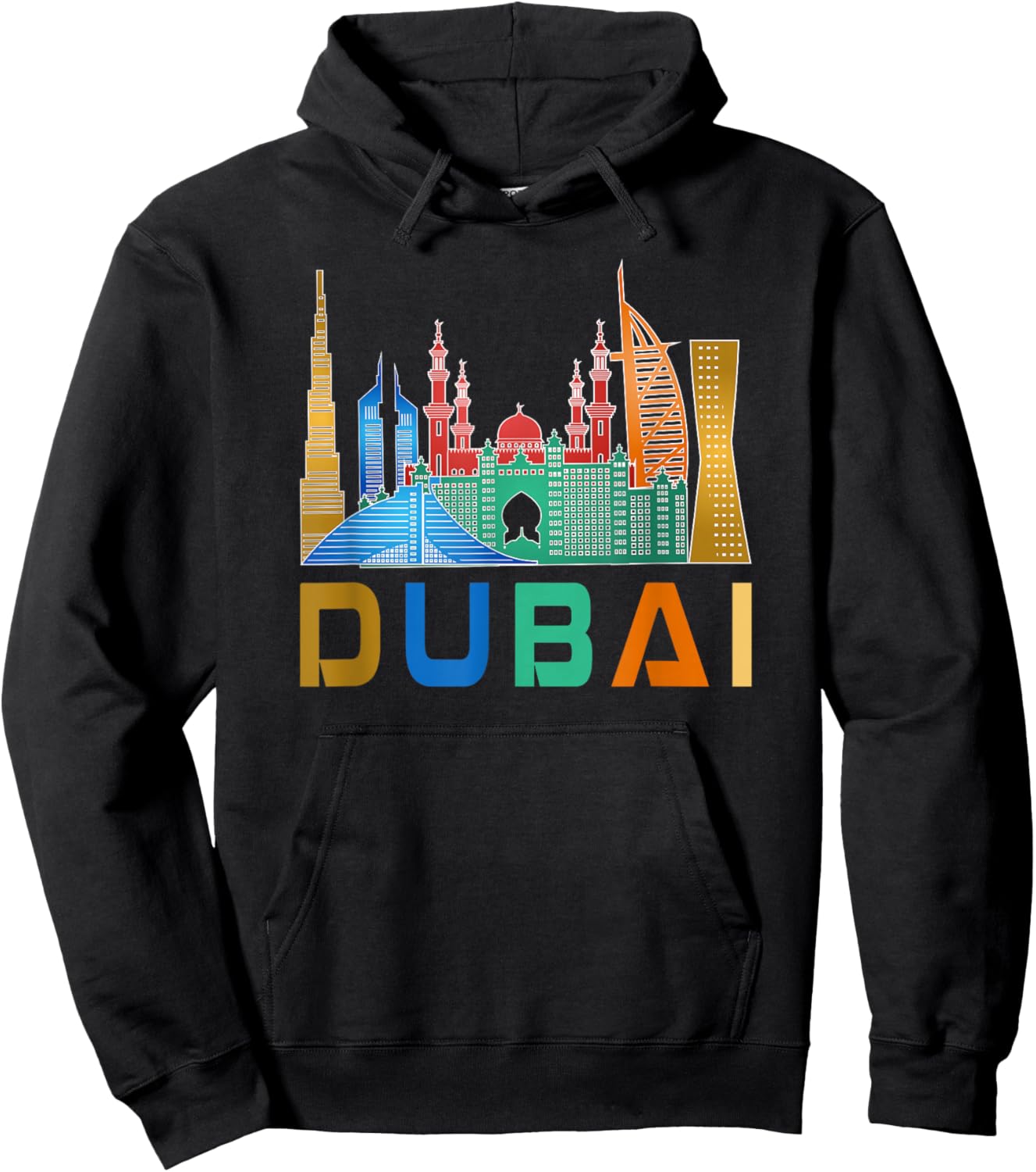 Dubai, United Arab Emirates Souvenir I Love Dubai Skyline Hoodie - Hoodie | Black