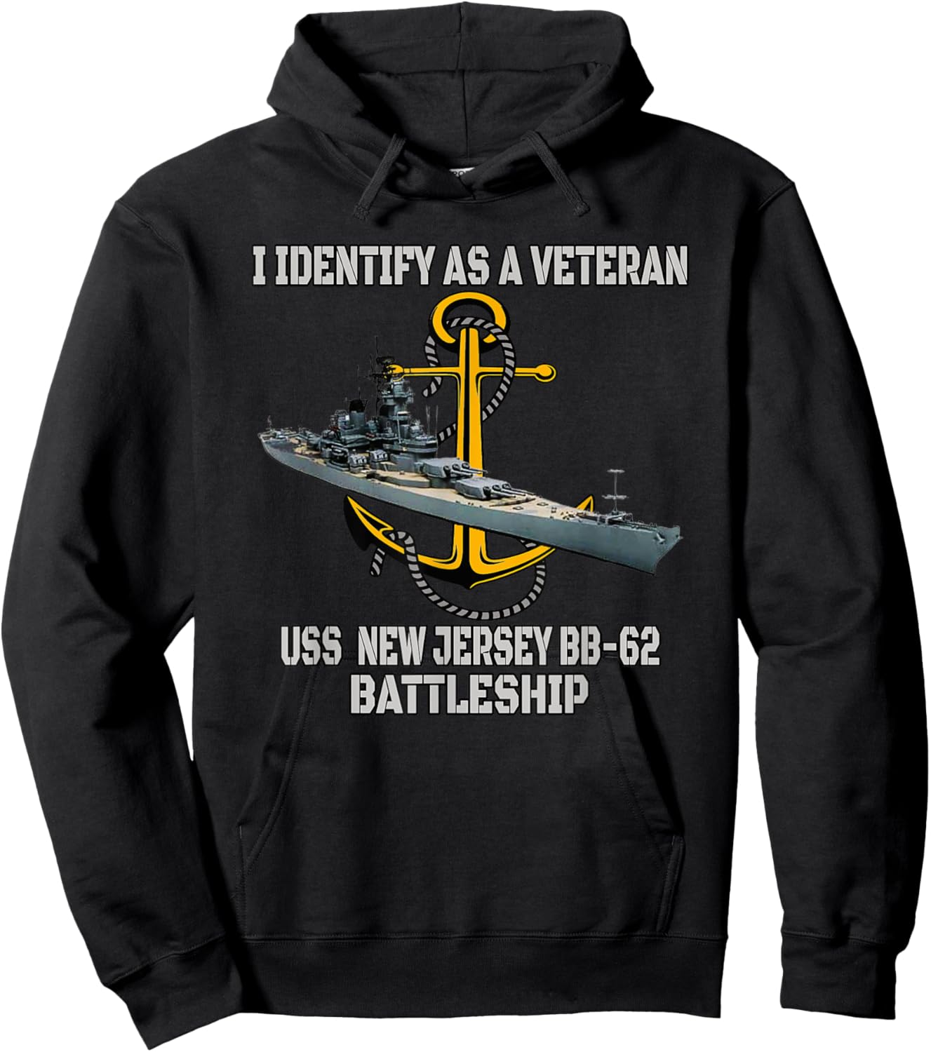 Warship USS New Jersey BB-62 Battleship Veterans Day Father Hoodie - Hoodie | Black