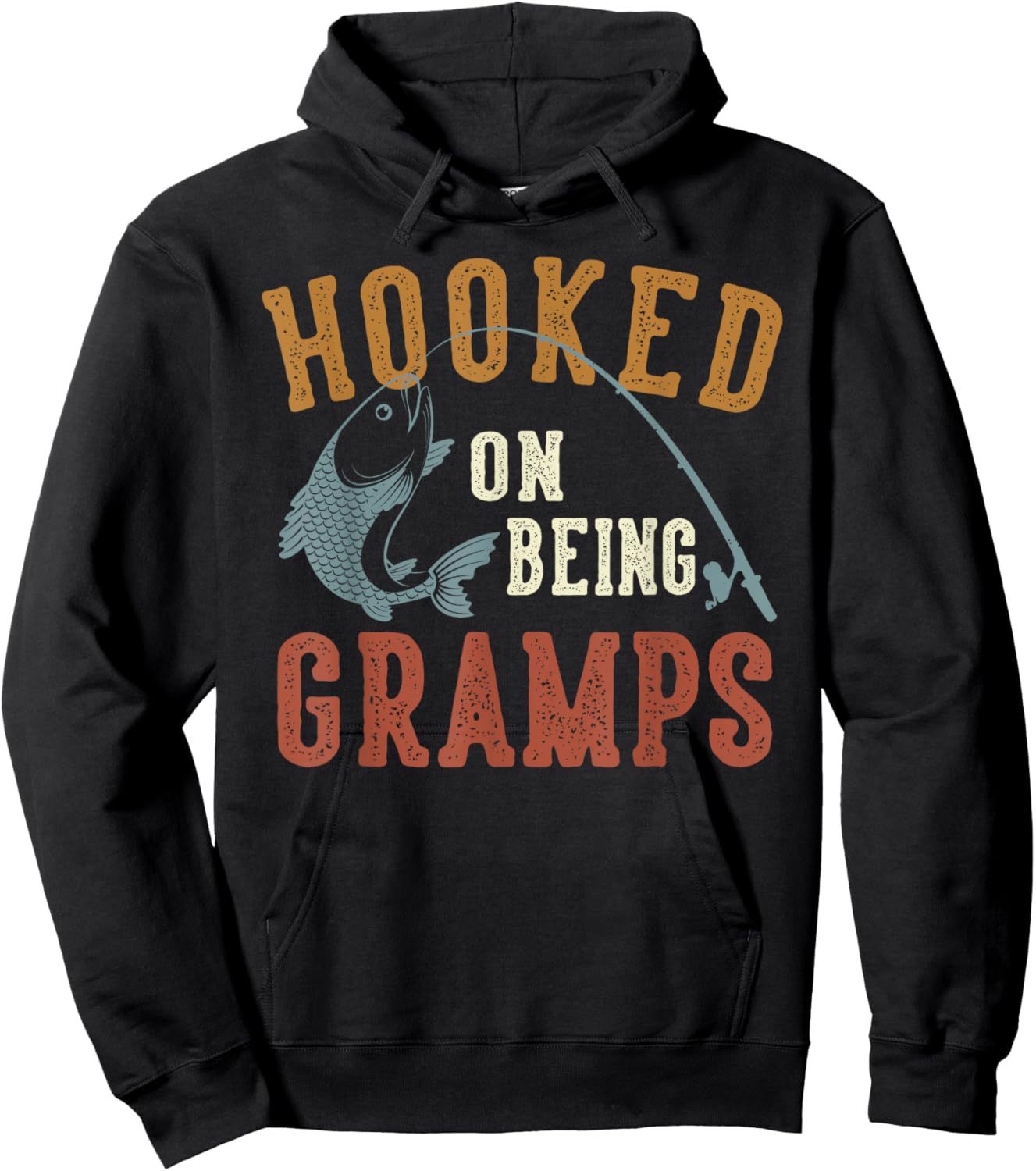 Hooked On Being Gramps Father's Day Fishing Gramps Hoodie - Hoodie | Black