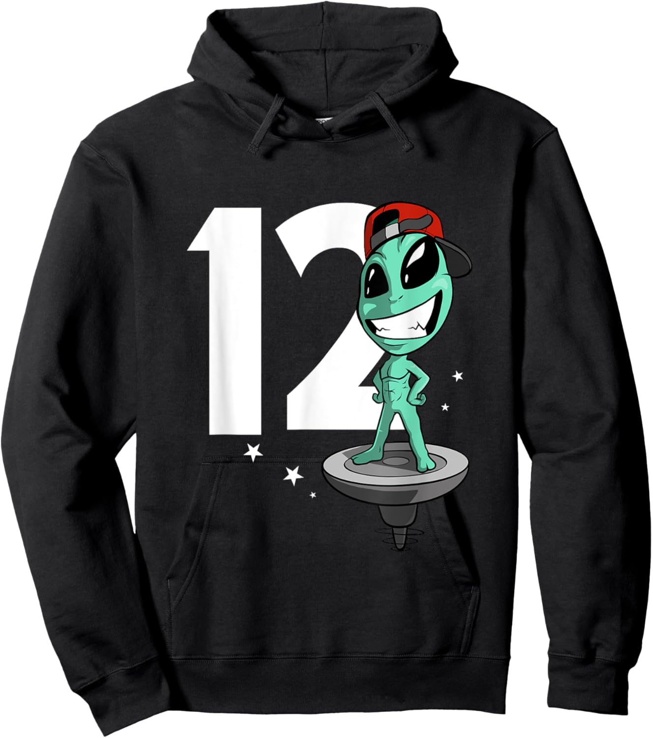 Alien 12 Year Old Boy 12th Birthday Hoodie - Hoodie | Black