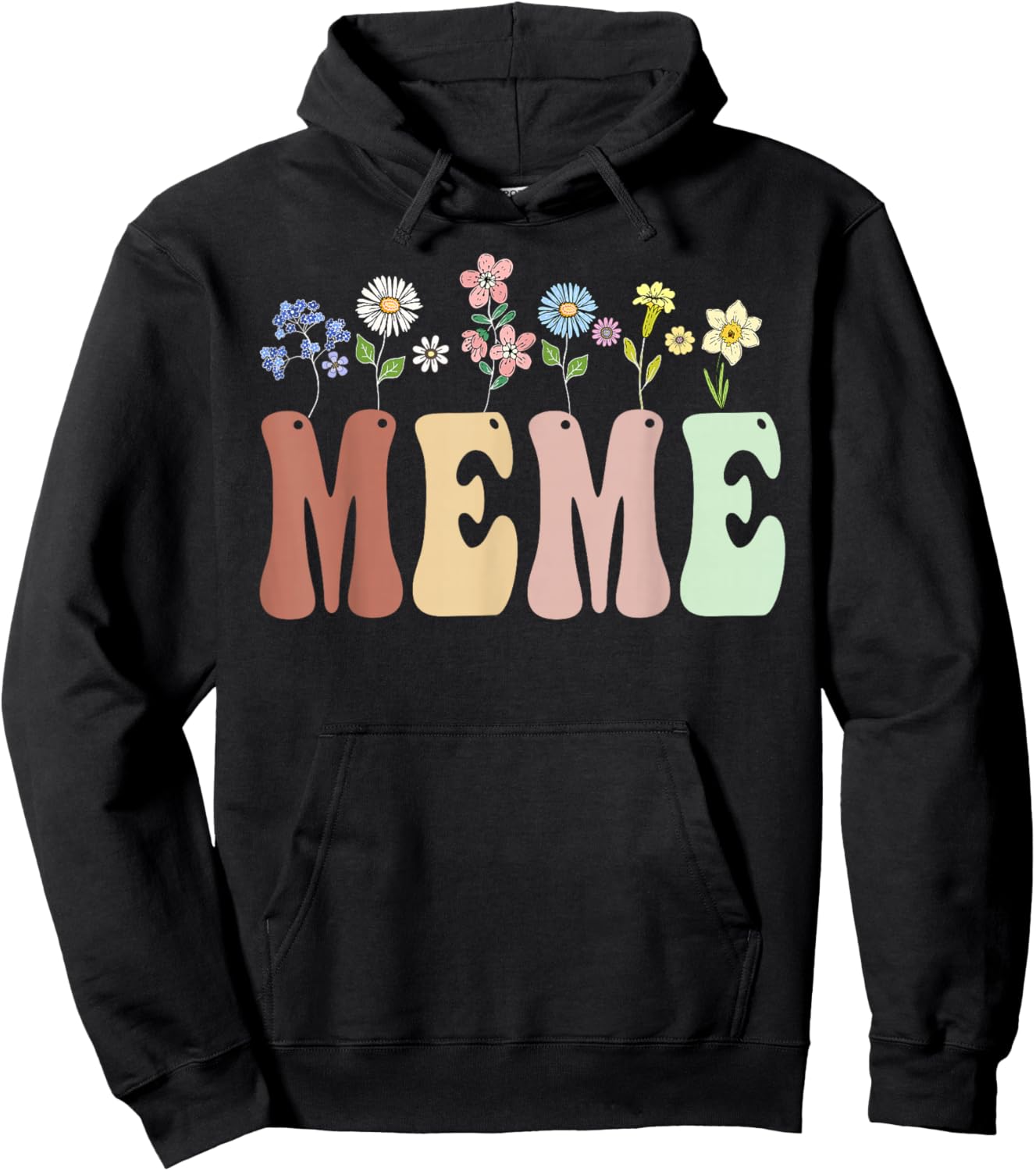 Meme Gifts Women Wildflower Floral Design Meme Hoodie - Hoodie | Black