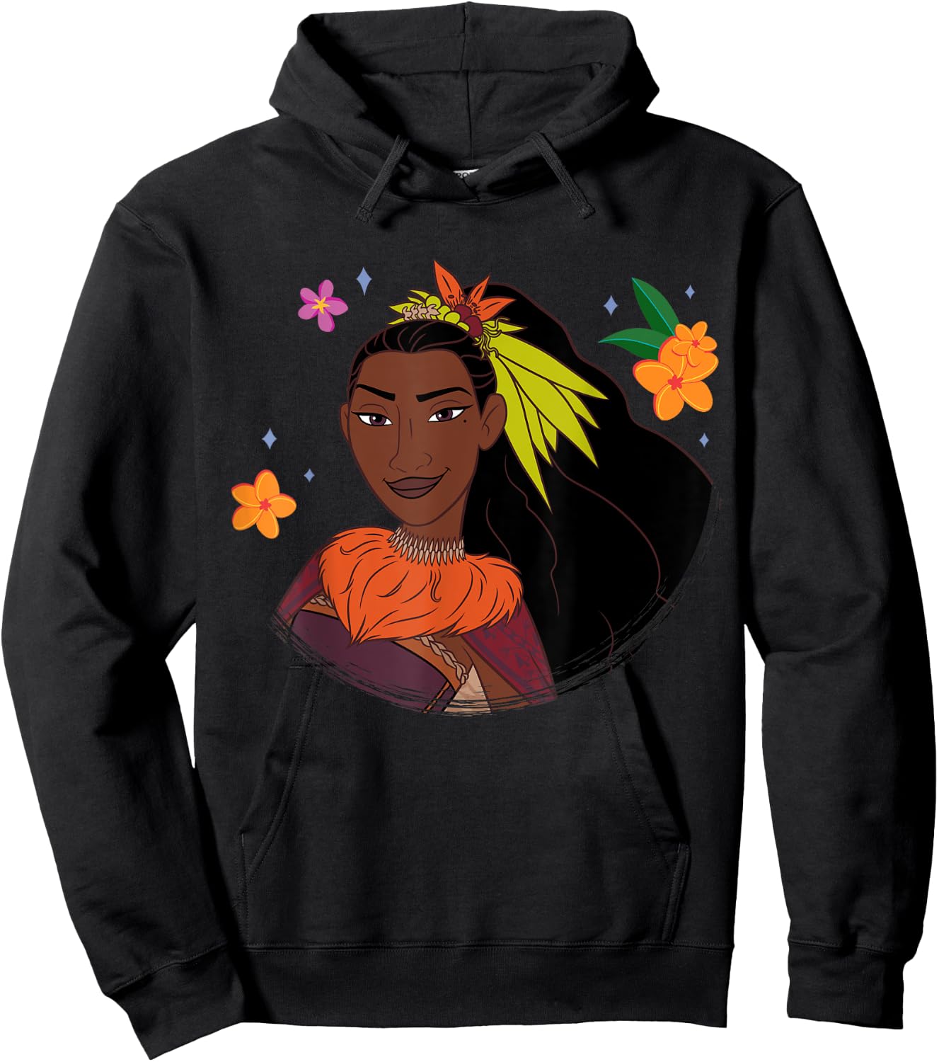 Disney Moana 2 Big Face Matangi Tropical Flowers Costume Hoodie - Hoodie | Black