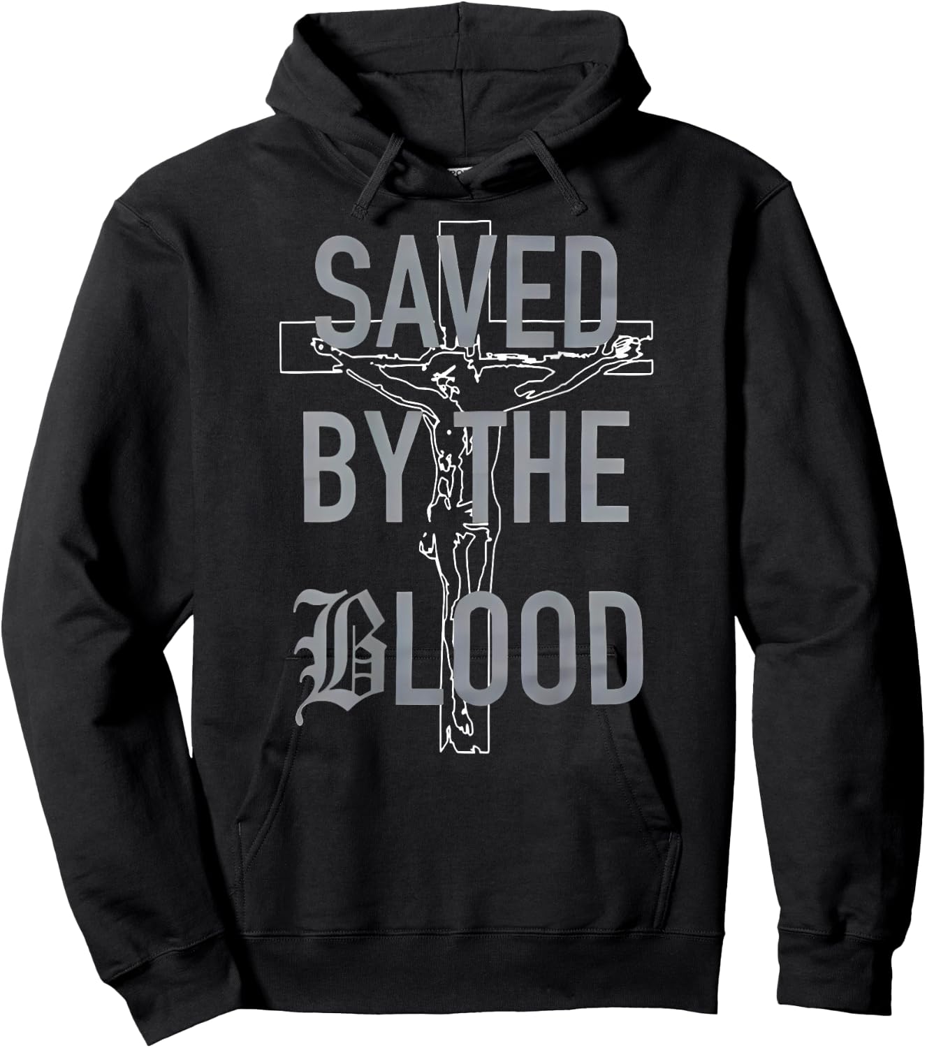 Saved By The Blood Jesus Christian (on back) Hoodie - Hoodie | Black