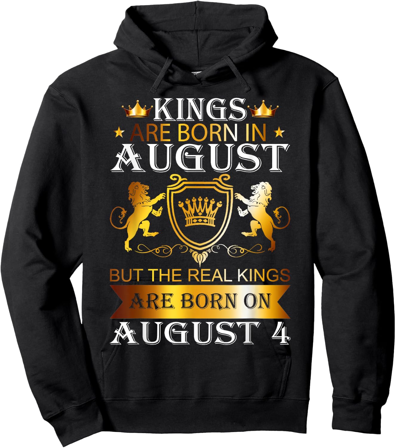 Kings Are Born On August 4th Birthday Bday Boys Kids Hoodie - Hoodie | Black