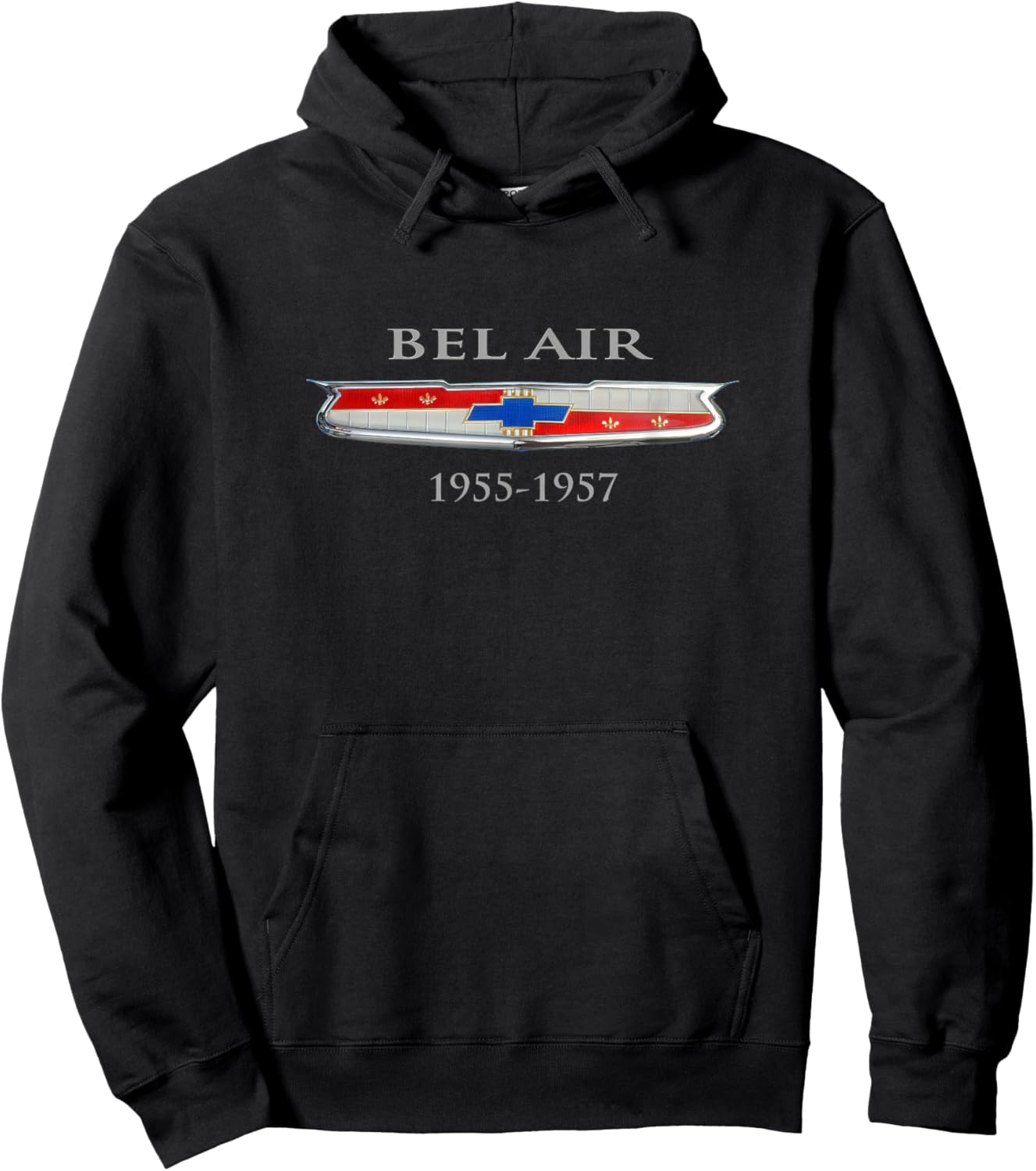 Vintage 1955-1957 Bel Air Hood Emblem, Badge, American Cars Hoodie - Hoodie | Black