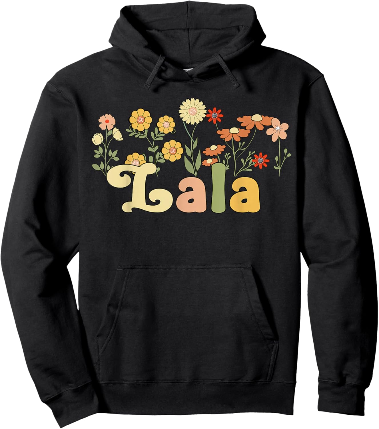 Groovy Lala Grandmother Flowers Lala Grandma Hoodie - Hoodie | Black