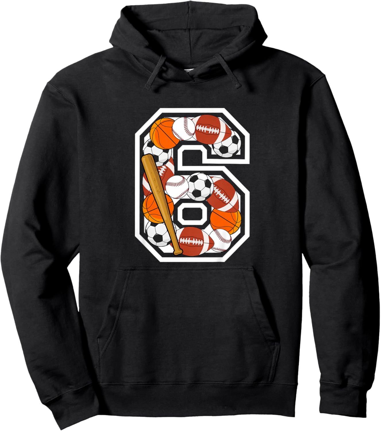 Kids 6th Birthday Sports Birthday Party 6 Year Old Boy Hoodie - Hoodie | Black