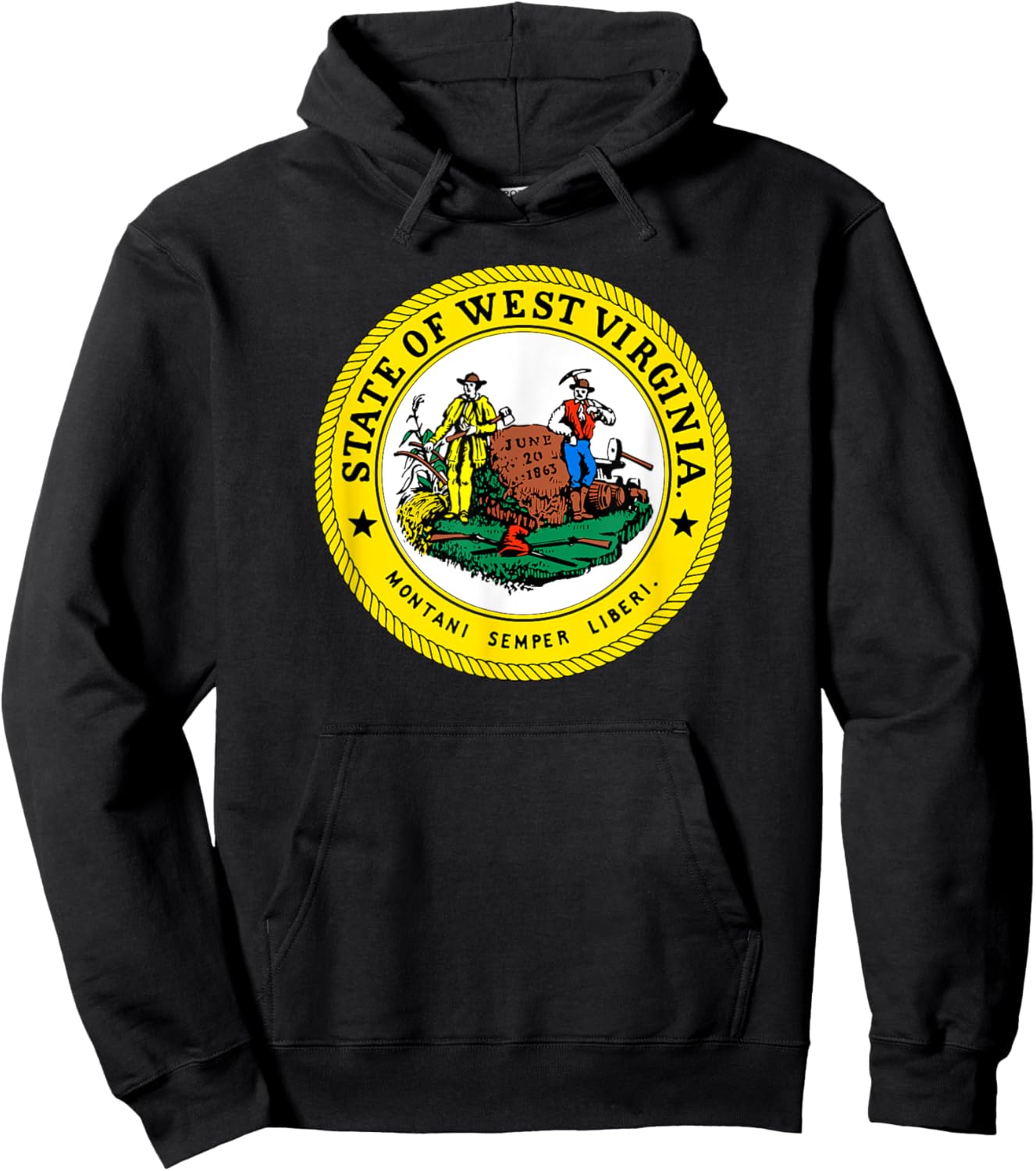 West Virginia State Seal Flag Hoodie - Hoodie | Black