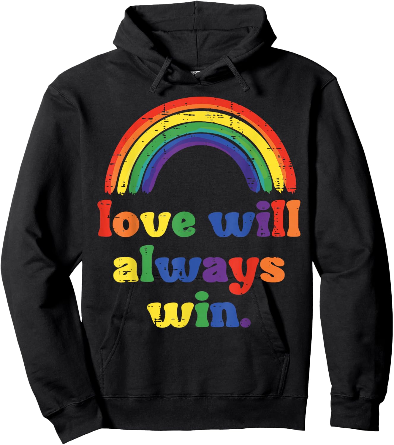 Gay Pride Month Love Always Win LGBTQ Ally Rainbow Men Women Hoodie - Hoodie | Black