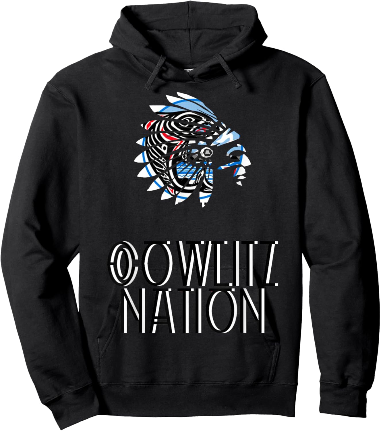 Cowlitz Tribal Nation Flag | Native American | Headdress Hoodie - Hoodie | Black