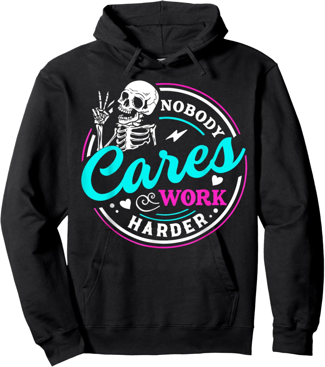 Nobody Cares Work Harder Motivational Workout Gym - Women's Gymnastics - Black, Small Hoodie - Hoodie | Black