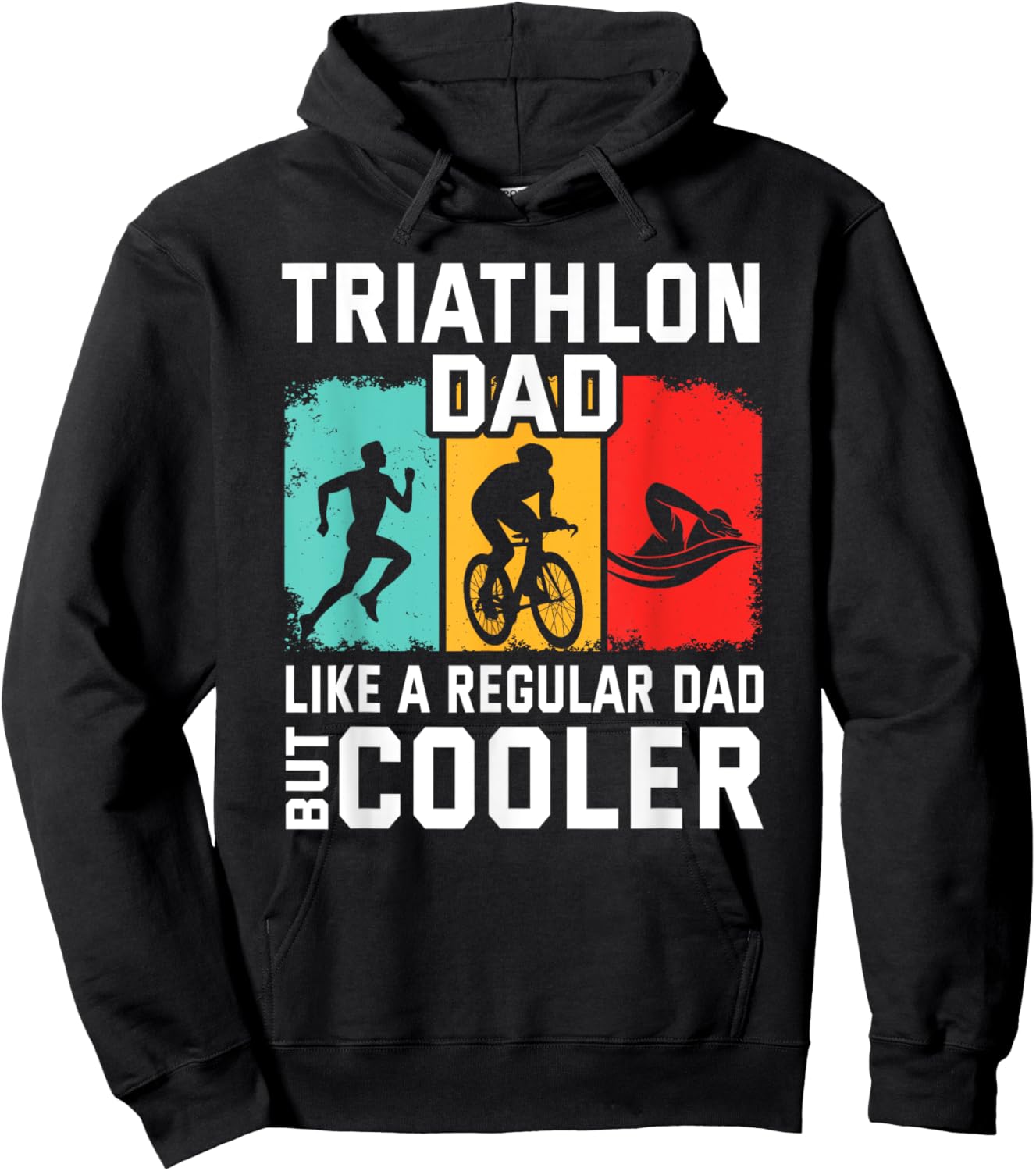 Funny Triathlon Design Dad Swim Bike Run Triathletes Hoodie - Hoodie | Black