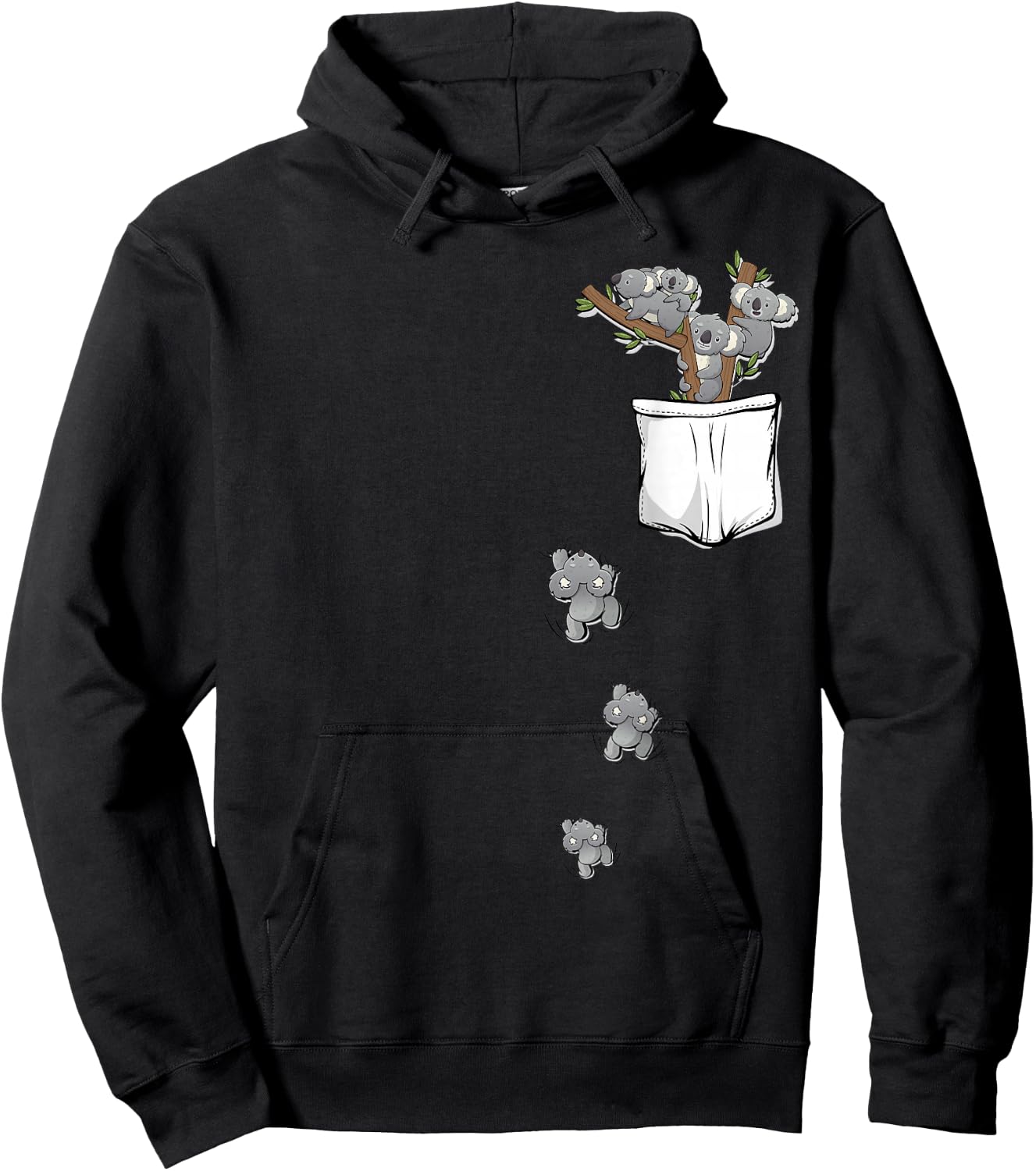 Koala Bear Shirt | Cute Koala Pocket Shirt for Kids Koala Hoodie - Hoodie | Black