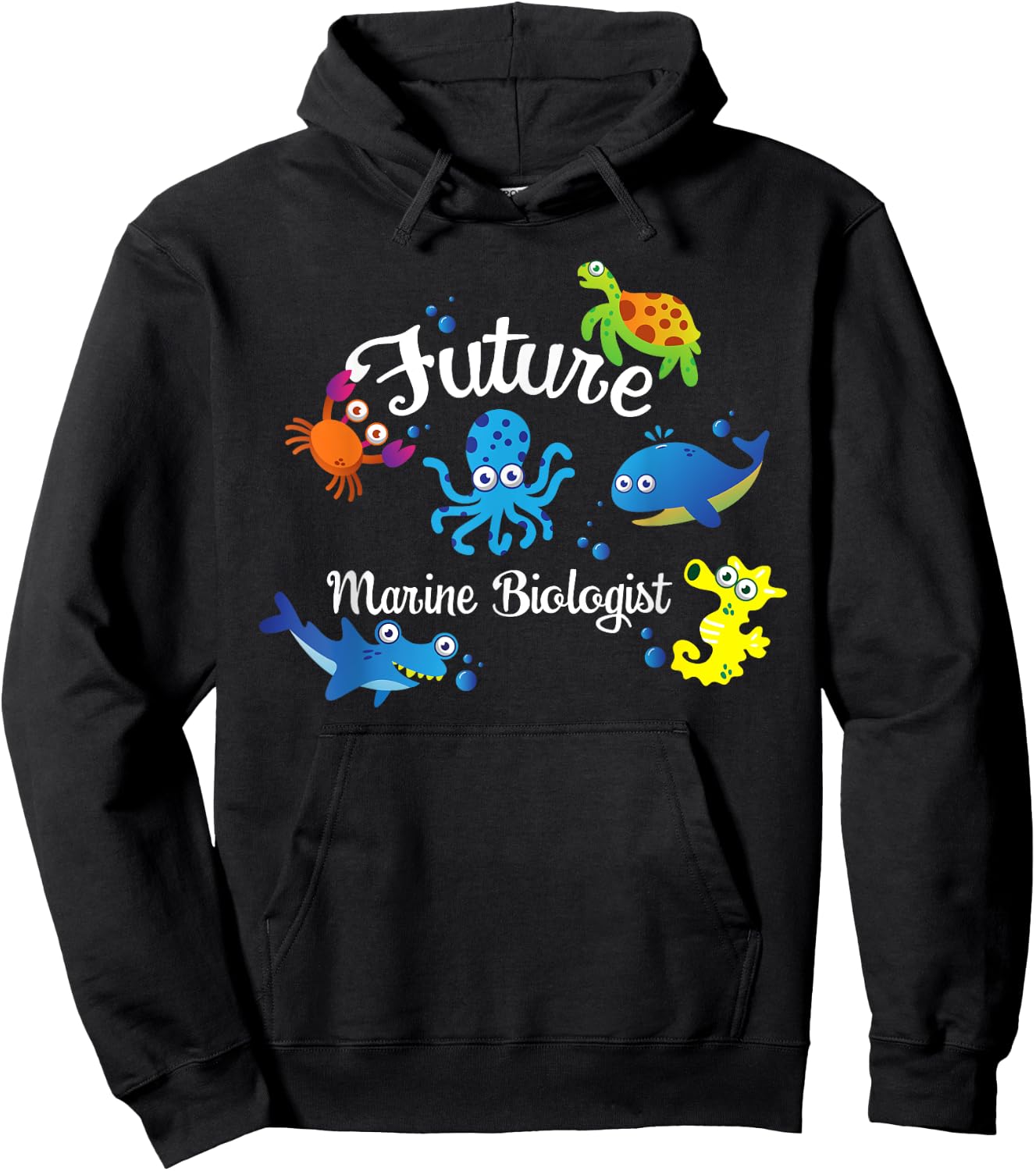 Future Marine Biologist Job Ocean Animal Lover Whale Turtle Hoodie - Hoodie | Black