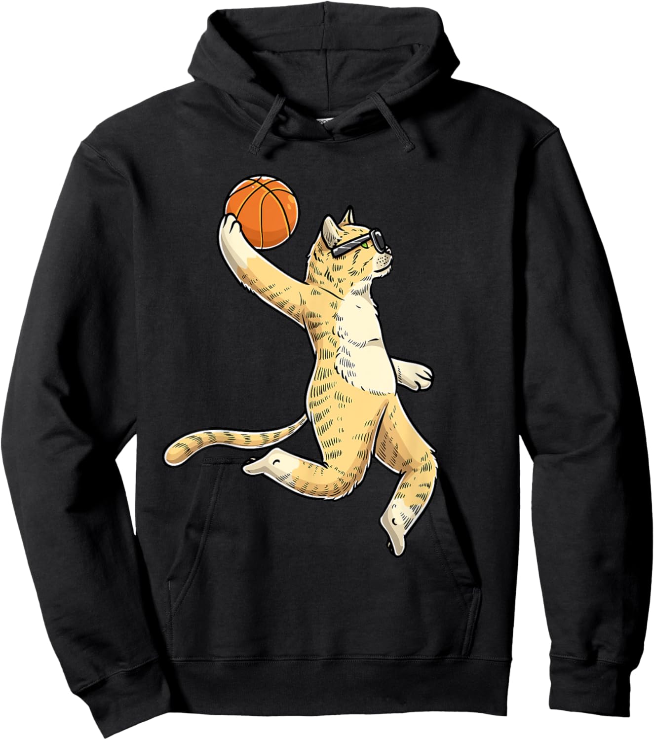 Cat With Basketball Ball Basketball Player Women Girls Kids Hoodie - Hoodie | Black