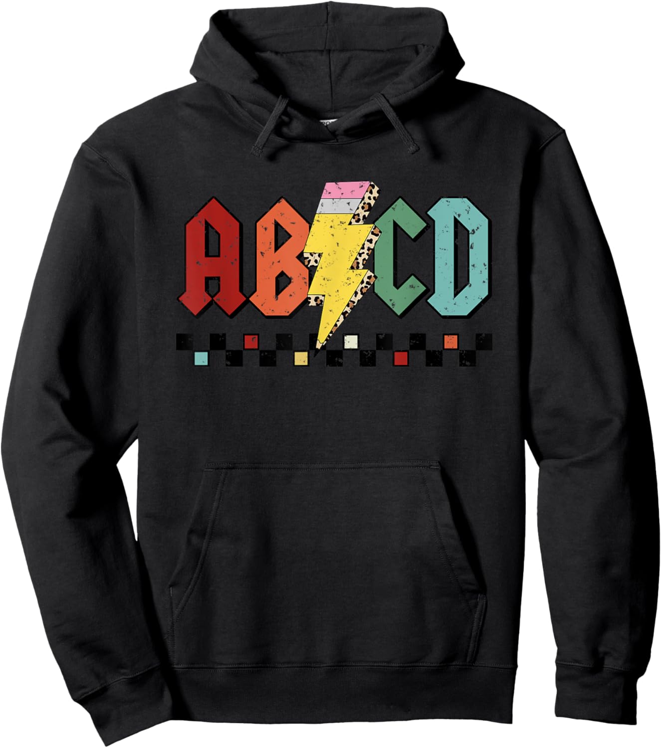 ABCD Pencil Lightning Rock'n Roll Teacher Back To School Hoodie - Hoodie | Black