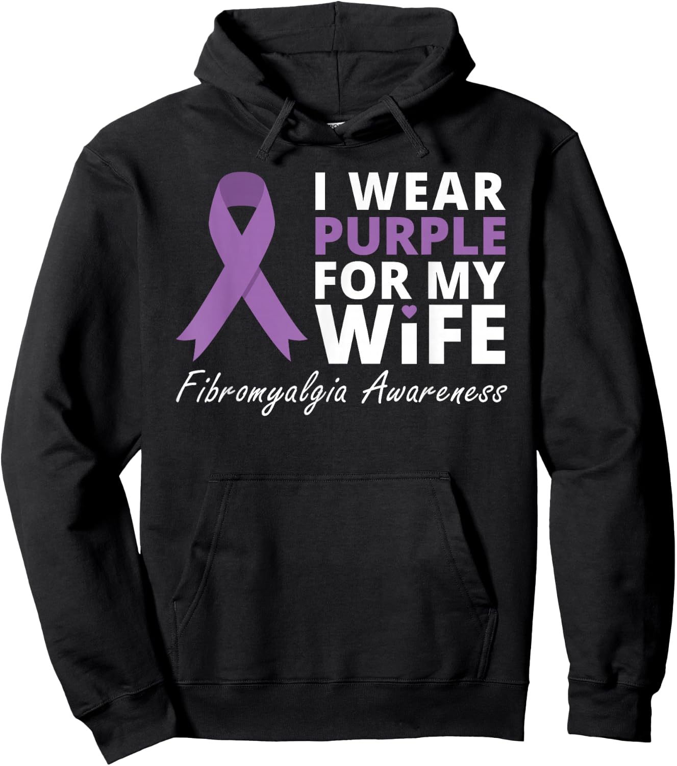 I Wear Purple for My Wife T Shirt Fibromyalgia Awareness Hoodie - Hoodie | Black