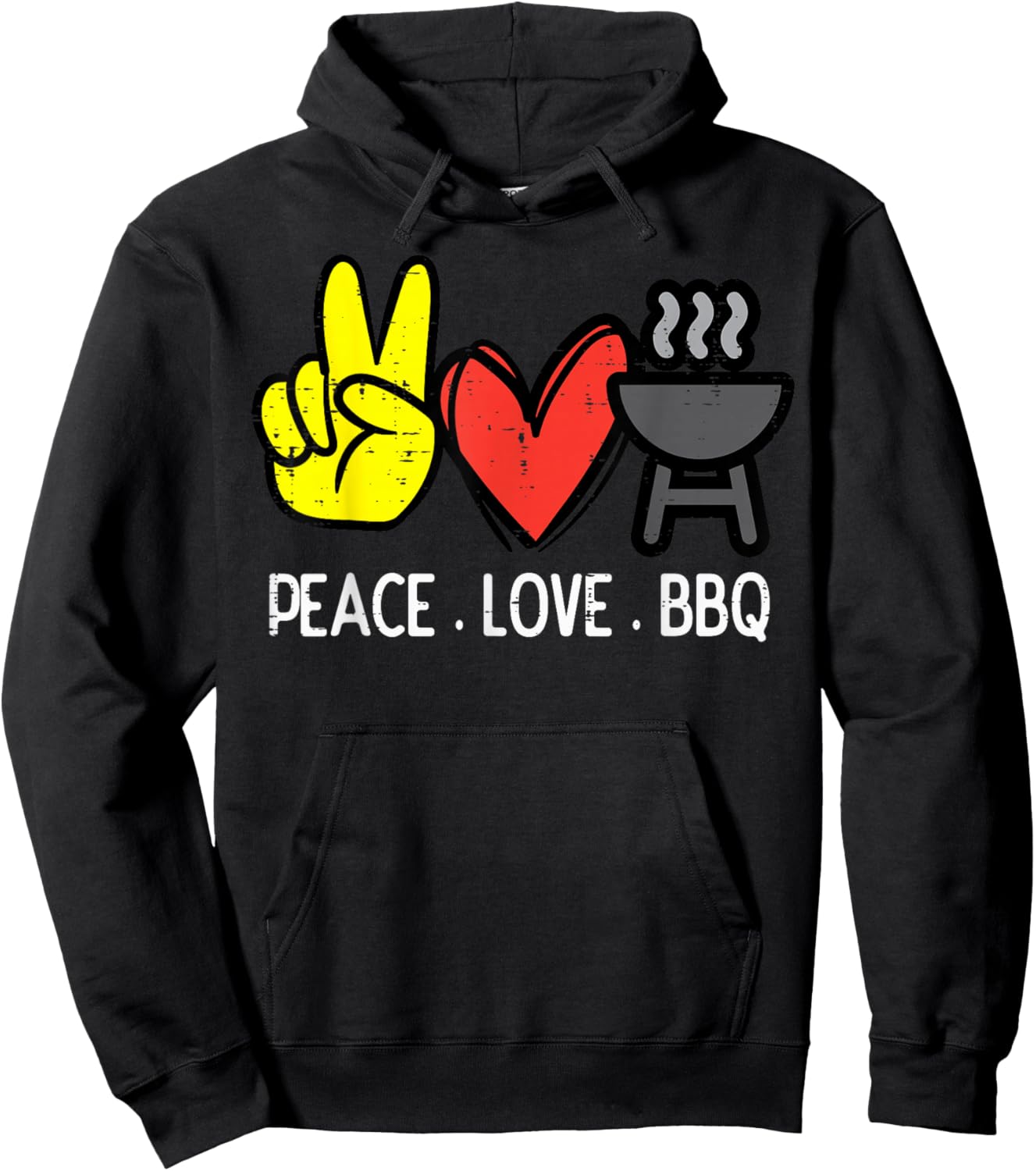 Peace Love Bbq Retro Barbecue Meat Grilling Men Women Kids Hoodie - Hoodie | Black