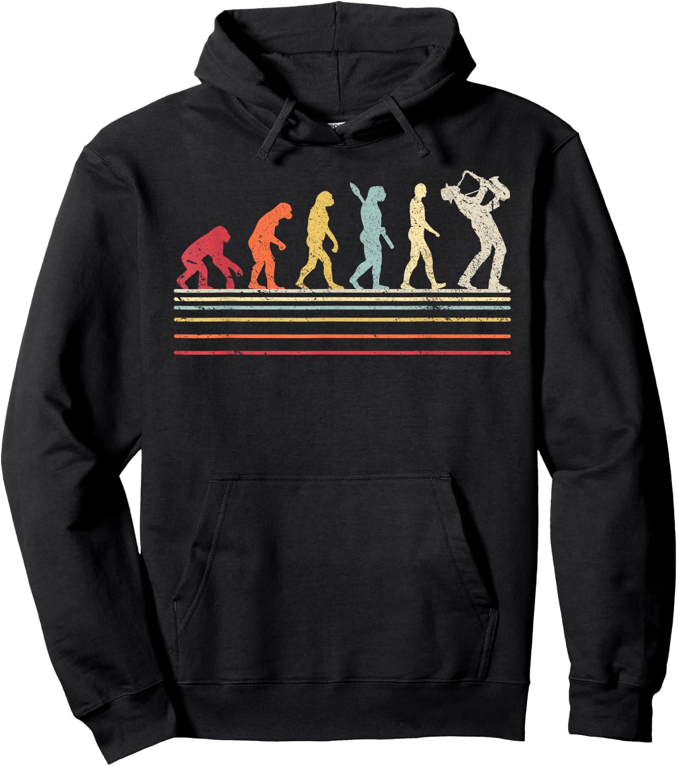 Funny Saxophone . Retro Vintage Evolution of Man Shirt Hoodie - Hoodie | Black