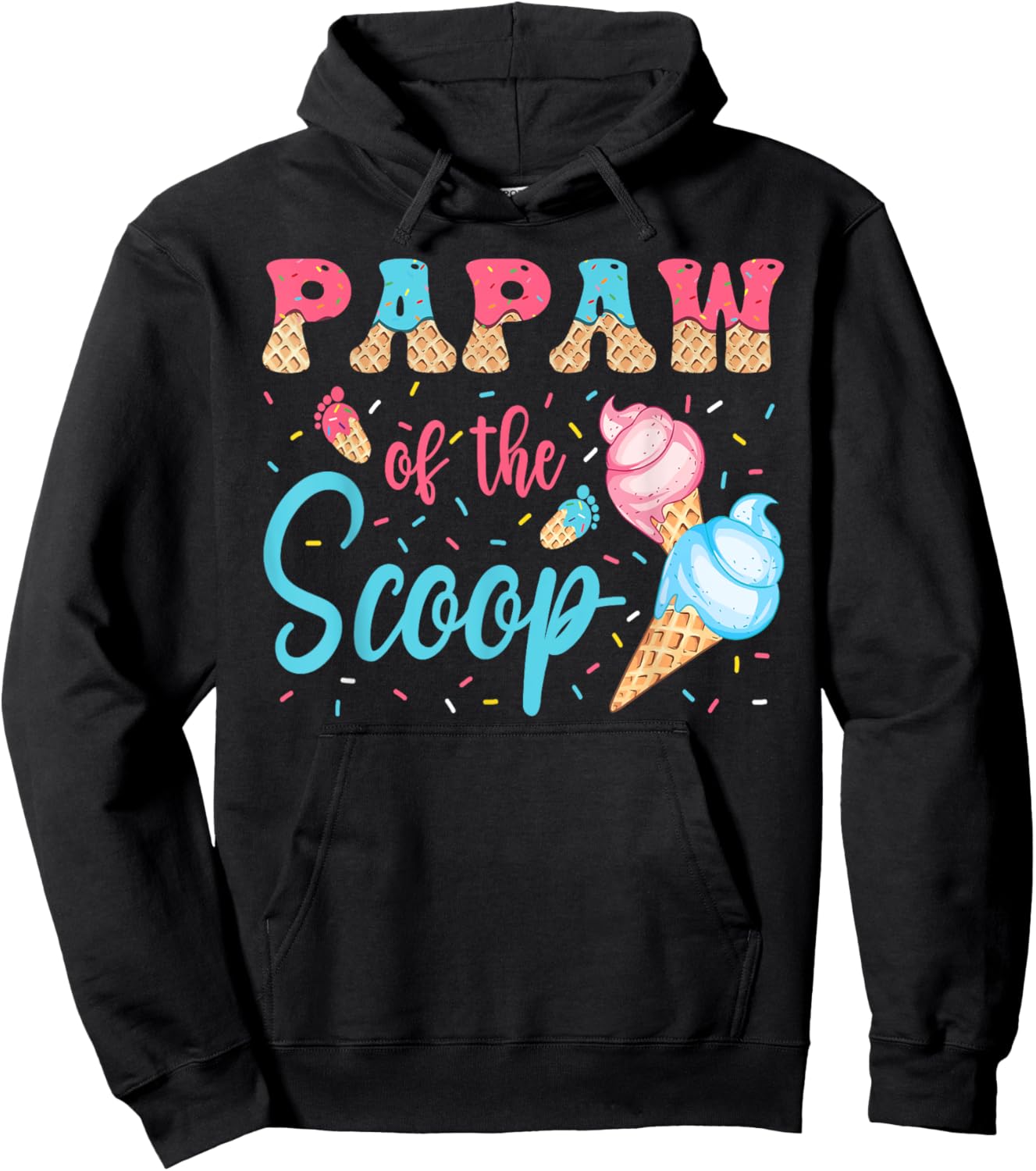 Papaw Of The Scoop Ice Cream Gender Reveal Baby Shower Hoodie - Hoodie | Black