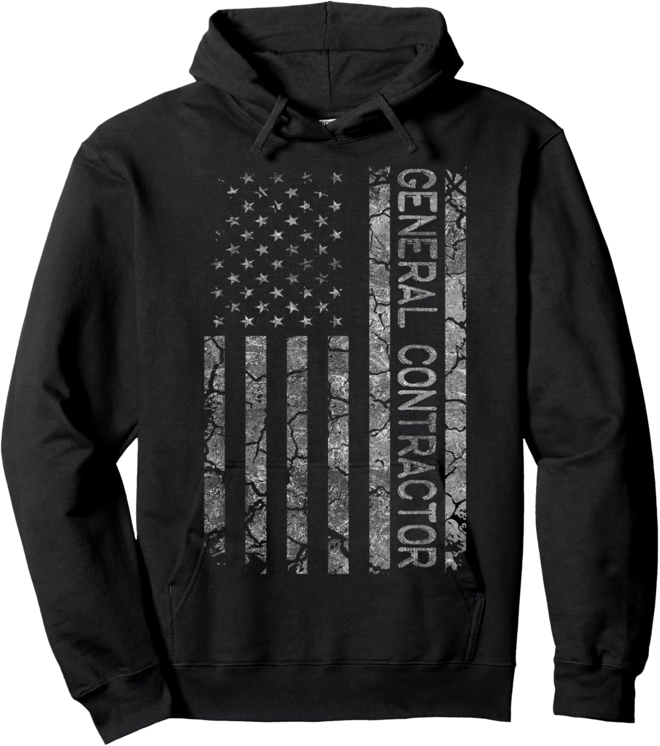 American Flag Job Title Worker Funny General Contractor Women Men Hoodie - Hoodie | Black