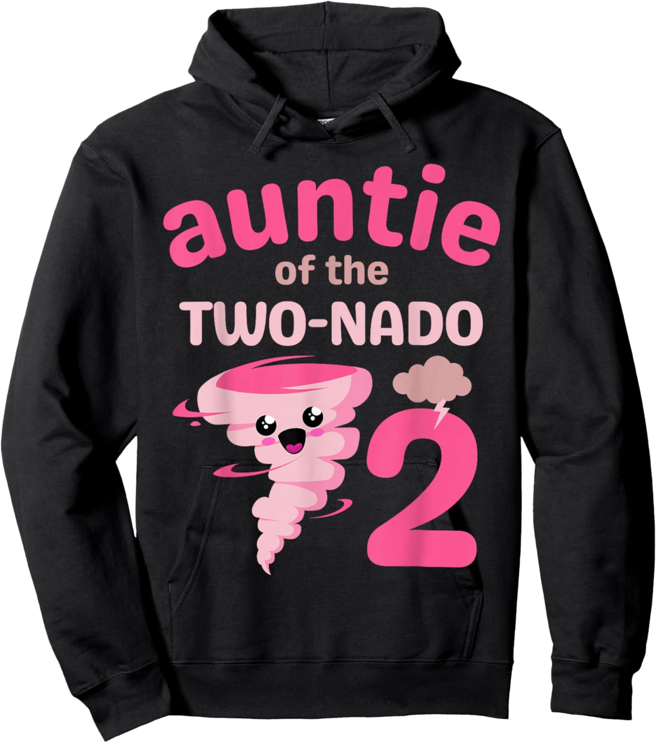 Auntie of the Two-nado Tornado Theme 2nd Birthday Party Kids Hoodie - Hoodie | Black