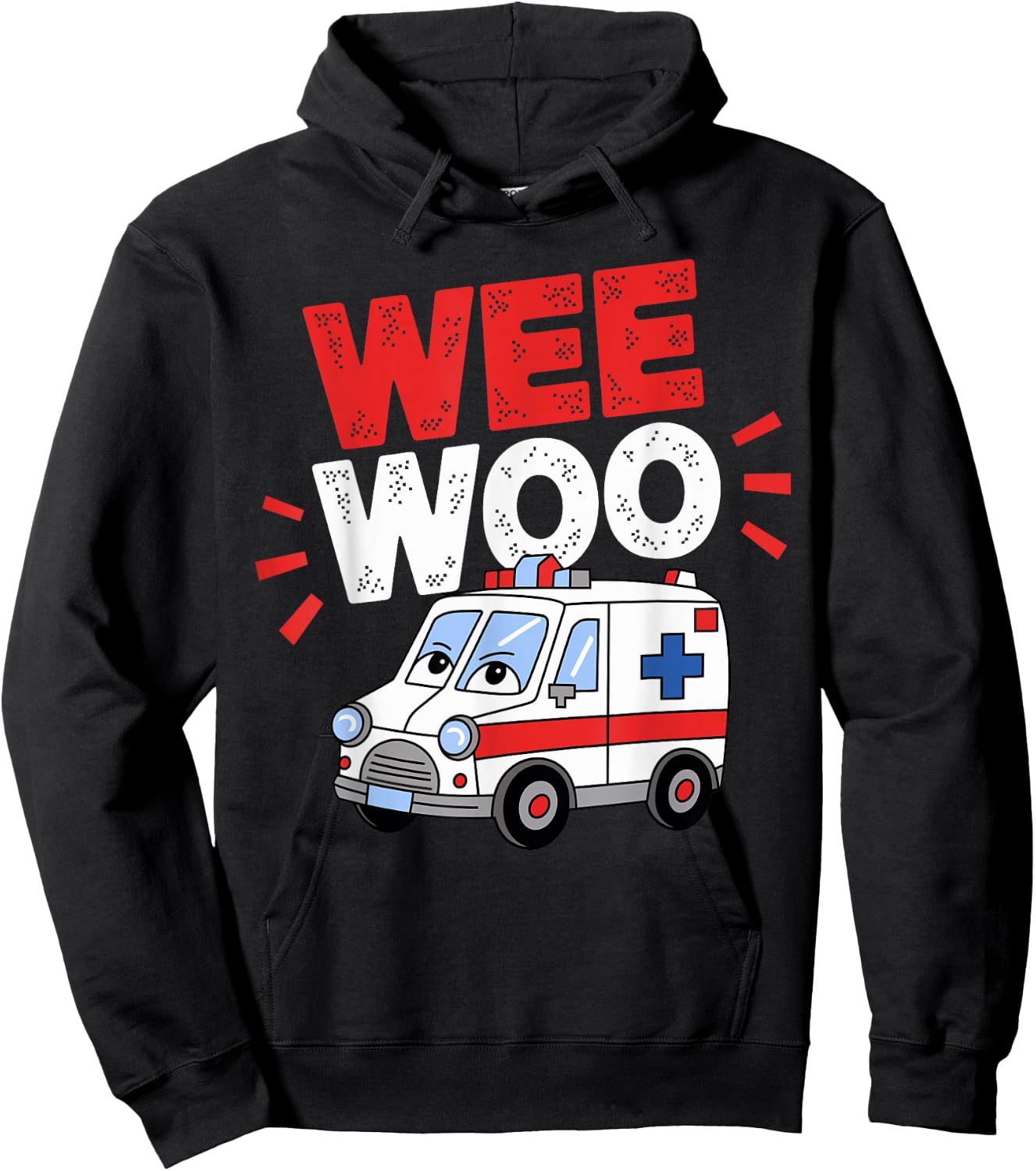 Funny Wee Woo EMT Paramedic - Black, Small, Short Sleeve, Modern, Cartoon, Fun, Classic, Humorous Hoodie - Hoodie | Black