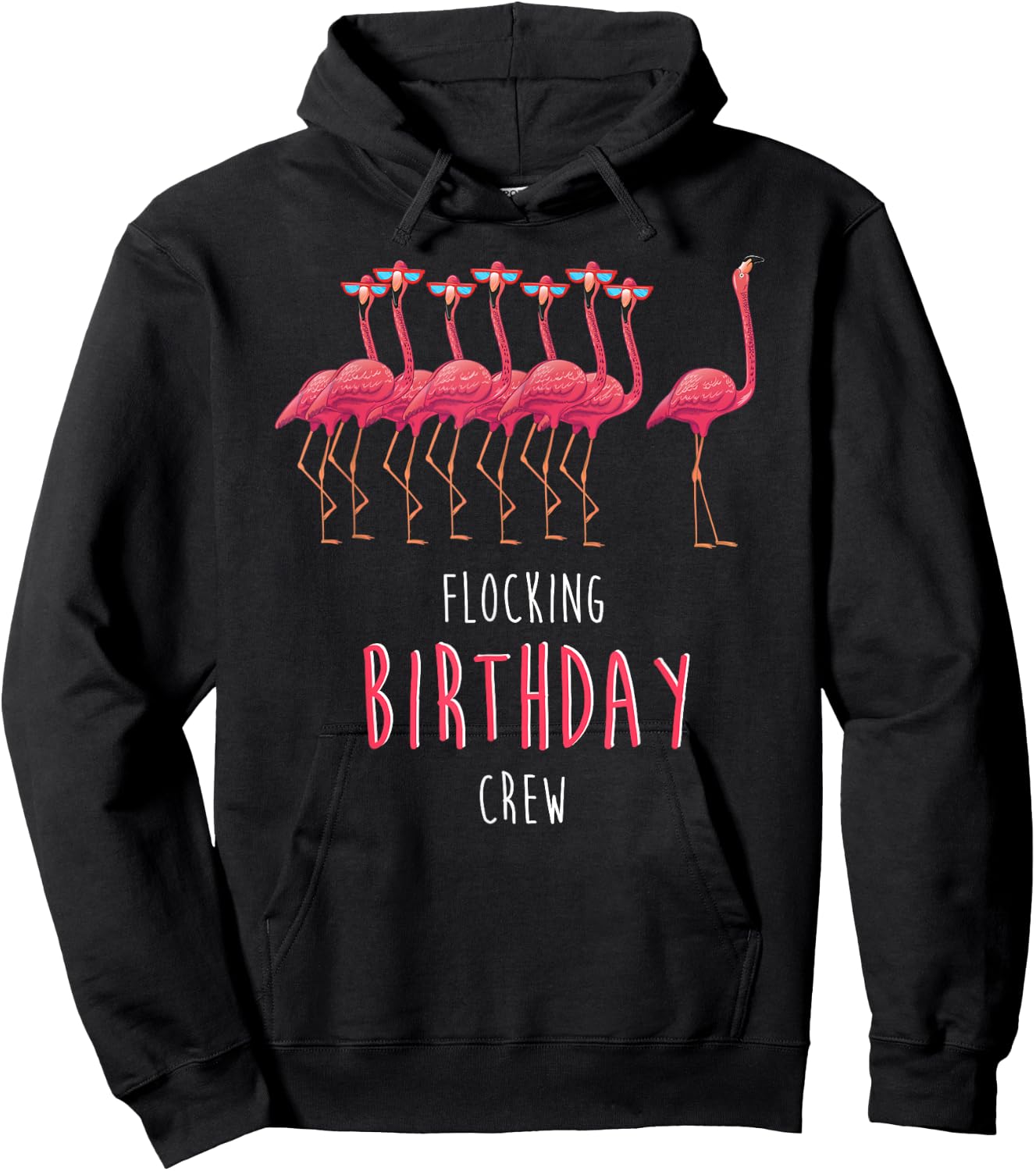 FLOCKING BIRTHDAY CREW Flamingo Birthday Crew Gift Hoodie - Hoodie | Black