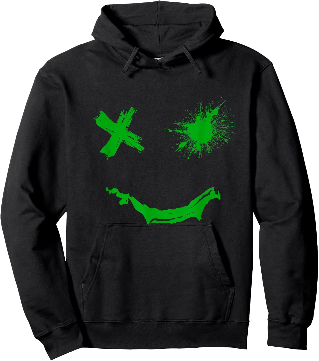 Green Grunge Face Kelly Green Color Graphic Hoodie - Hoodie | Black