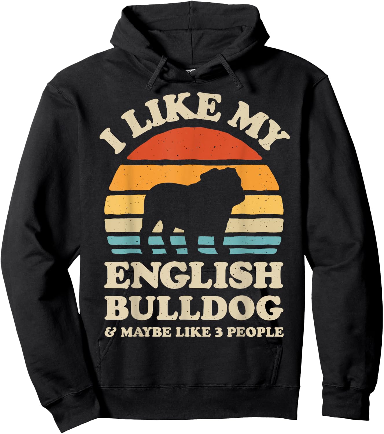 I Like My English Bulldog And Maybe Like 3 People Dog Retro Men Women Girls Kids Hoodie - Hoodie | Black