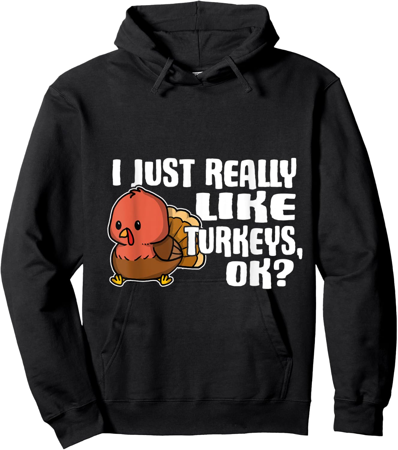 I Just Really Like Turkeys Ok Cute Turkey Costume Hoodie - Hoodie | Black