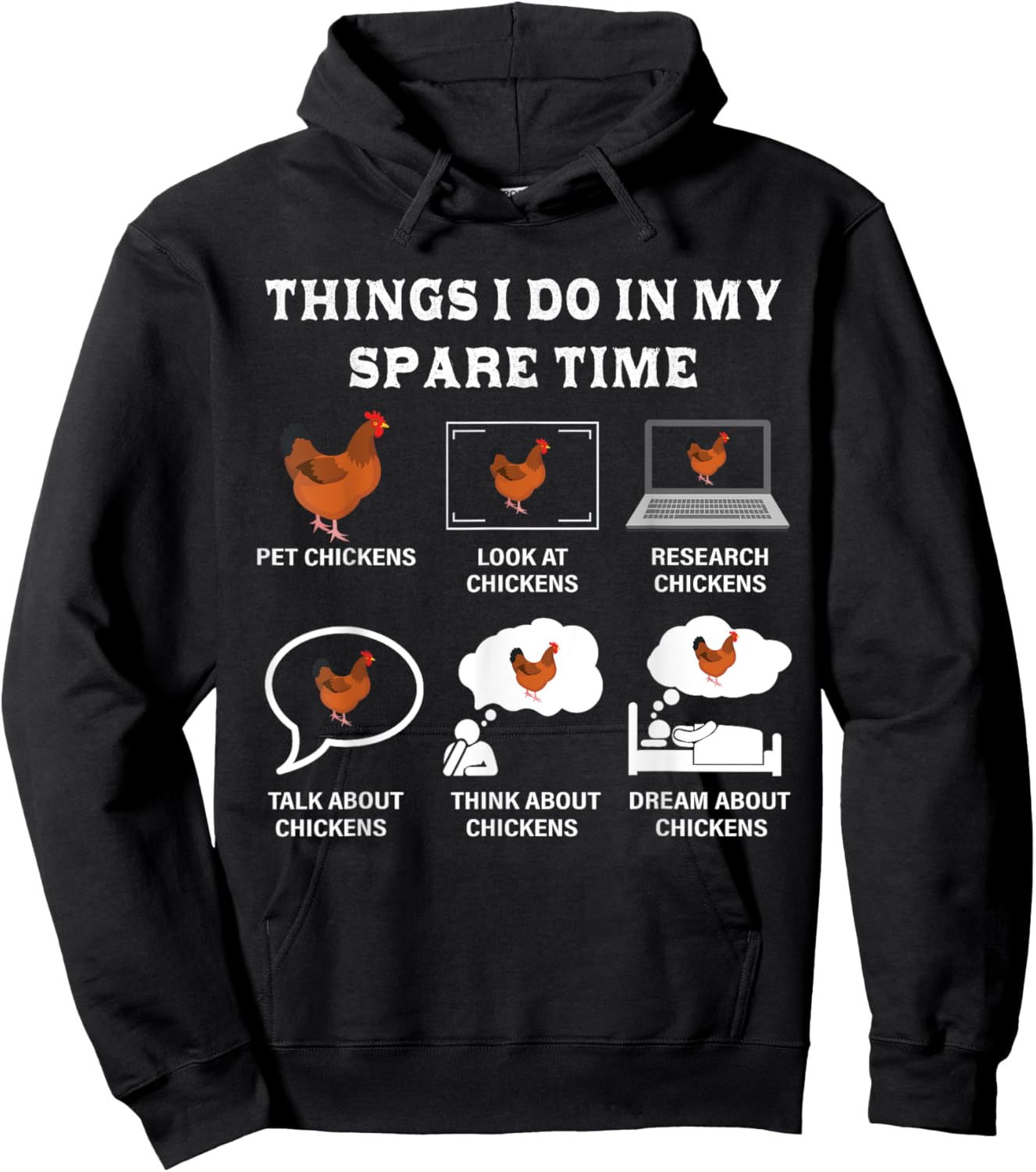 Things I Do In My Spare Time Chicken Lover Farmer Chickens Hoodie - Hoodie | Black