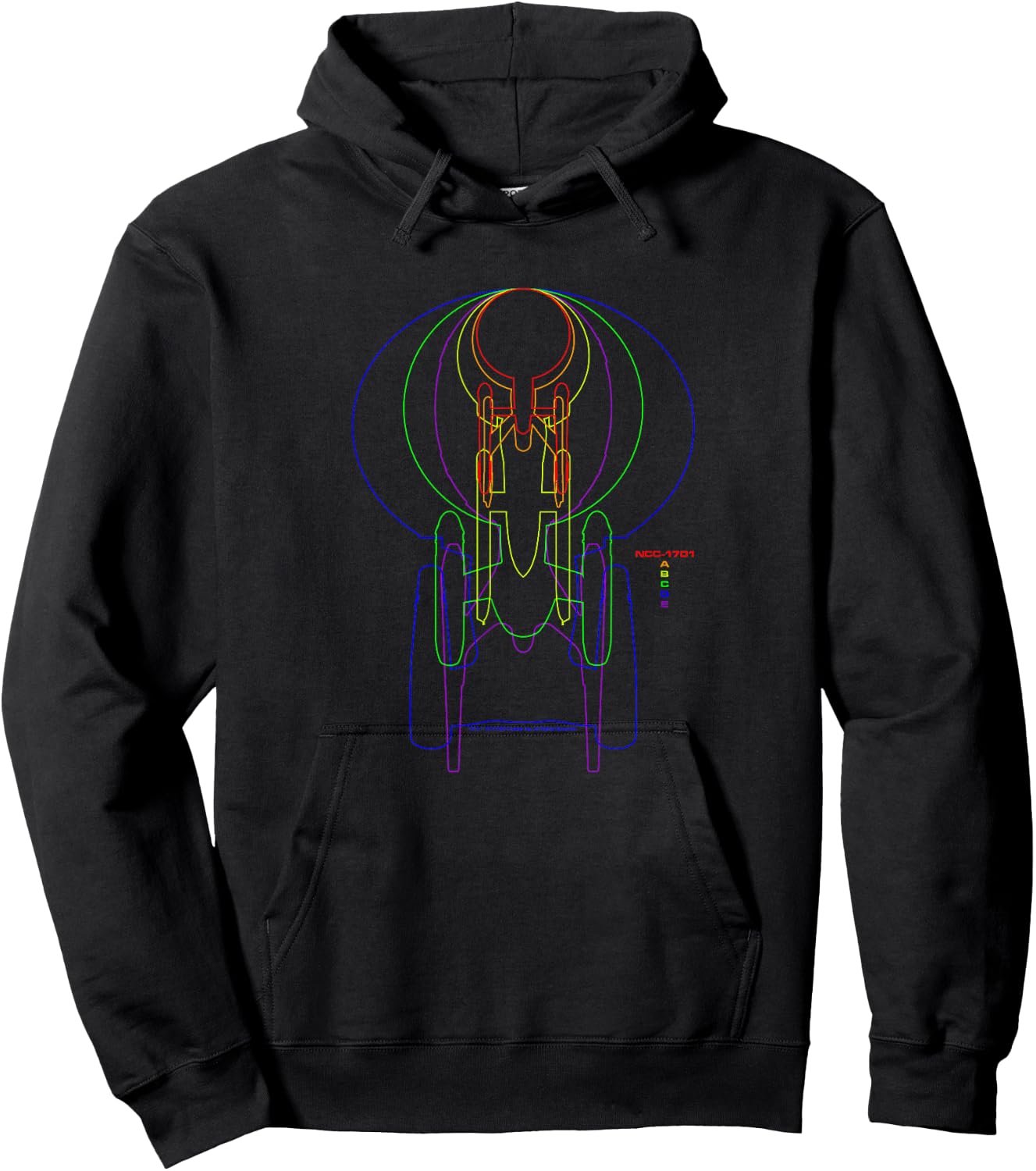 Star Trek: The Original Series Enterprise Evolution Rainbow Hoodie - Hoodie | Black