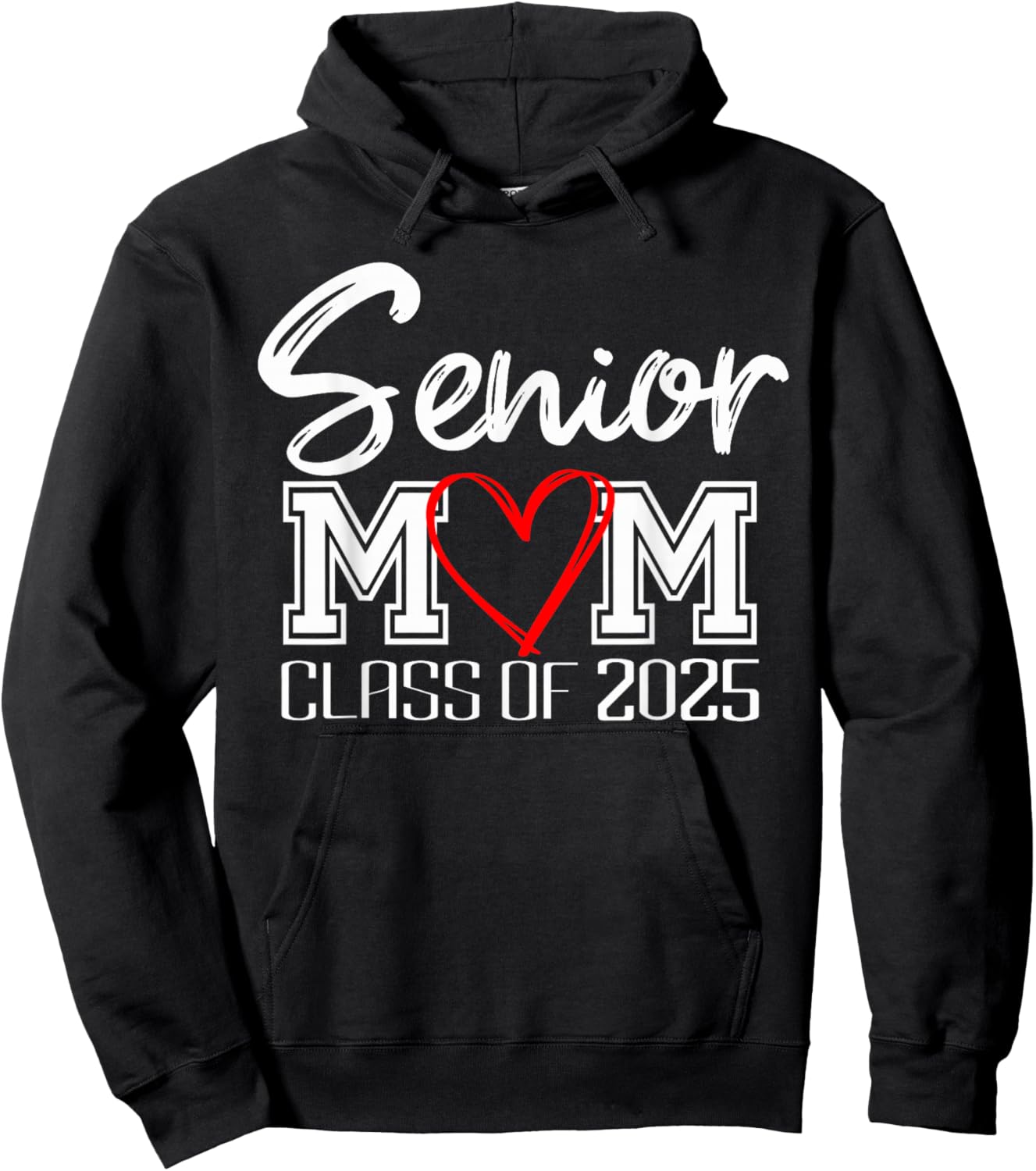 Senior Class of 2025 Proud Mom of Graduate Heart Mom Hoodie - Hoodie | Black