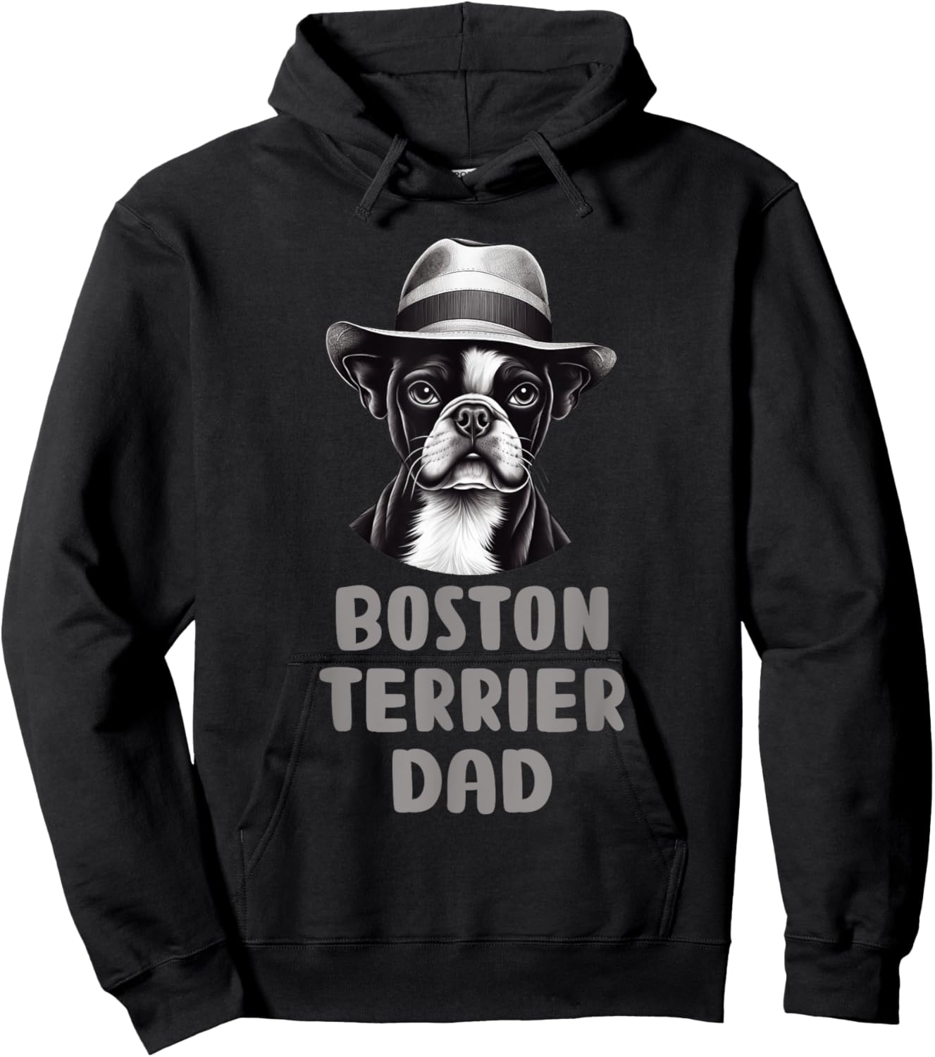 Cute Boston Terrier Dad Dog Lovers Gift Puppy Bostie Owner Hoodie - Hoodie | Black