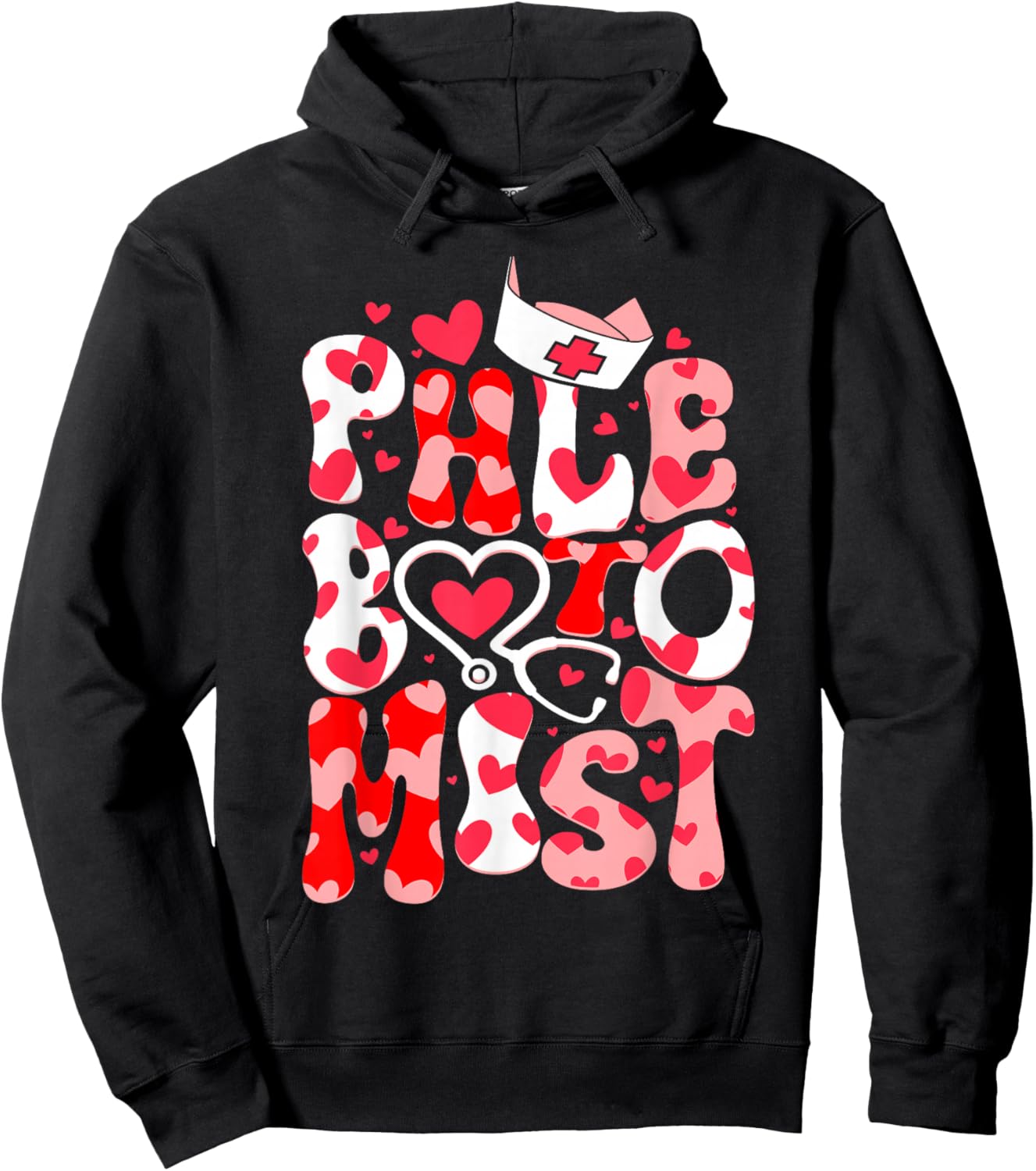Phlebotomist Heart Phlebotomy Tech Nurse Gift Valentines Day Hoodie - Hoodie | Black