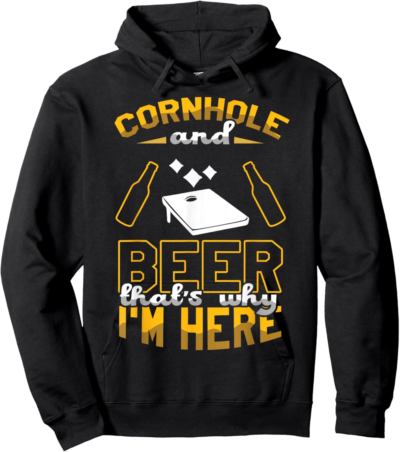 Cornhole And Beer That's Why I'm Here Sand Bag Toss Cornhole Hoodie - Hoodie | Black