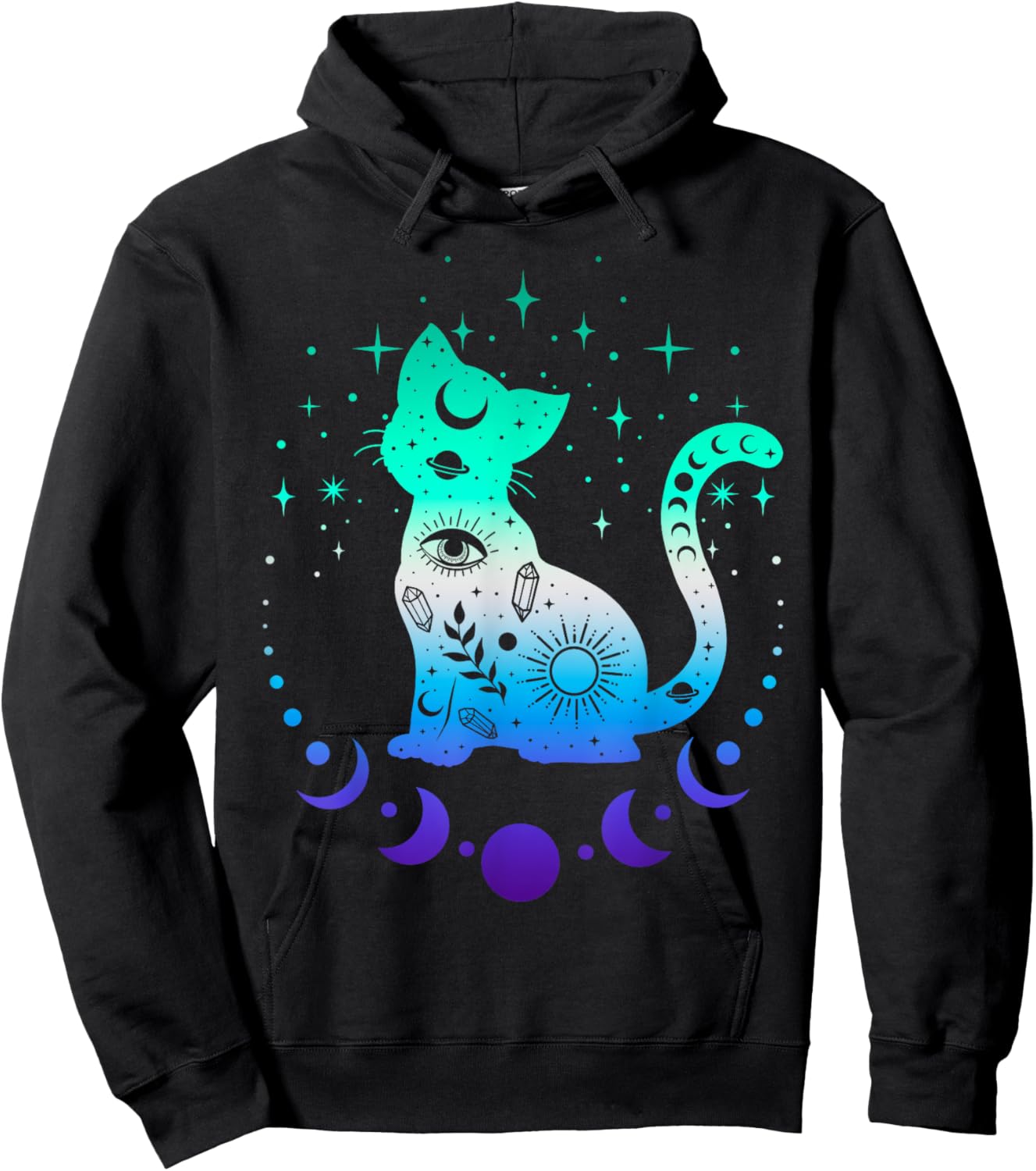 New Blue Gay Male MLM Pride Flag, Astrology Cat Hoodie - Hoodie | Black