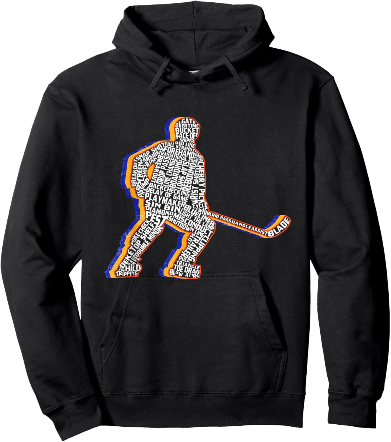 Retro Ice Hockey Player Kids Boys Youth Teens Hoodie - Hoodie | Black