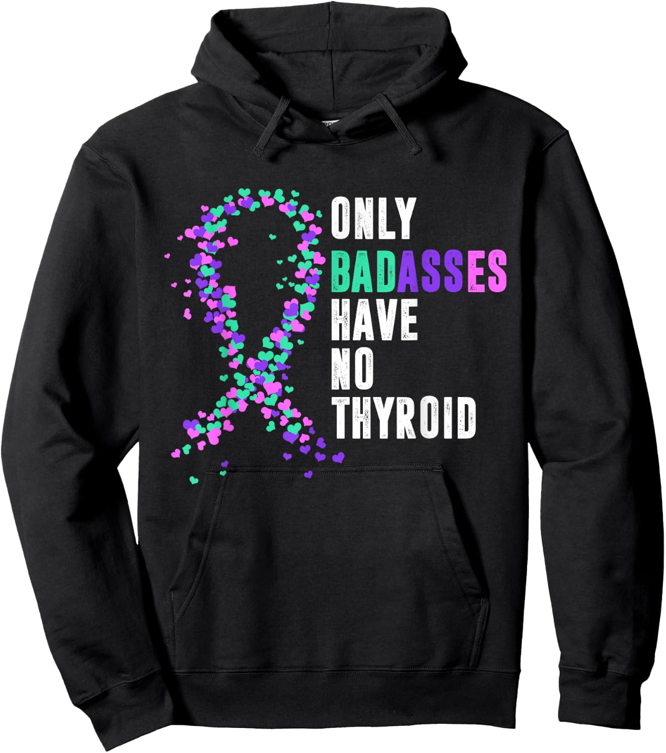 Thyroid Cancer Ribbon Thyroidectomy Removal Surgery Badasses Hoodie - Hoodie | Black