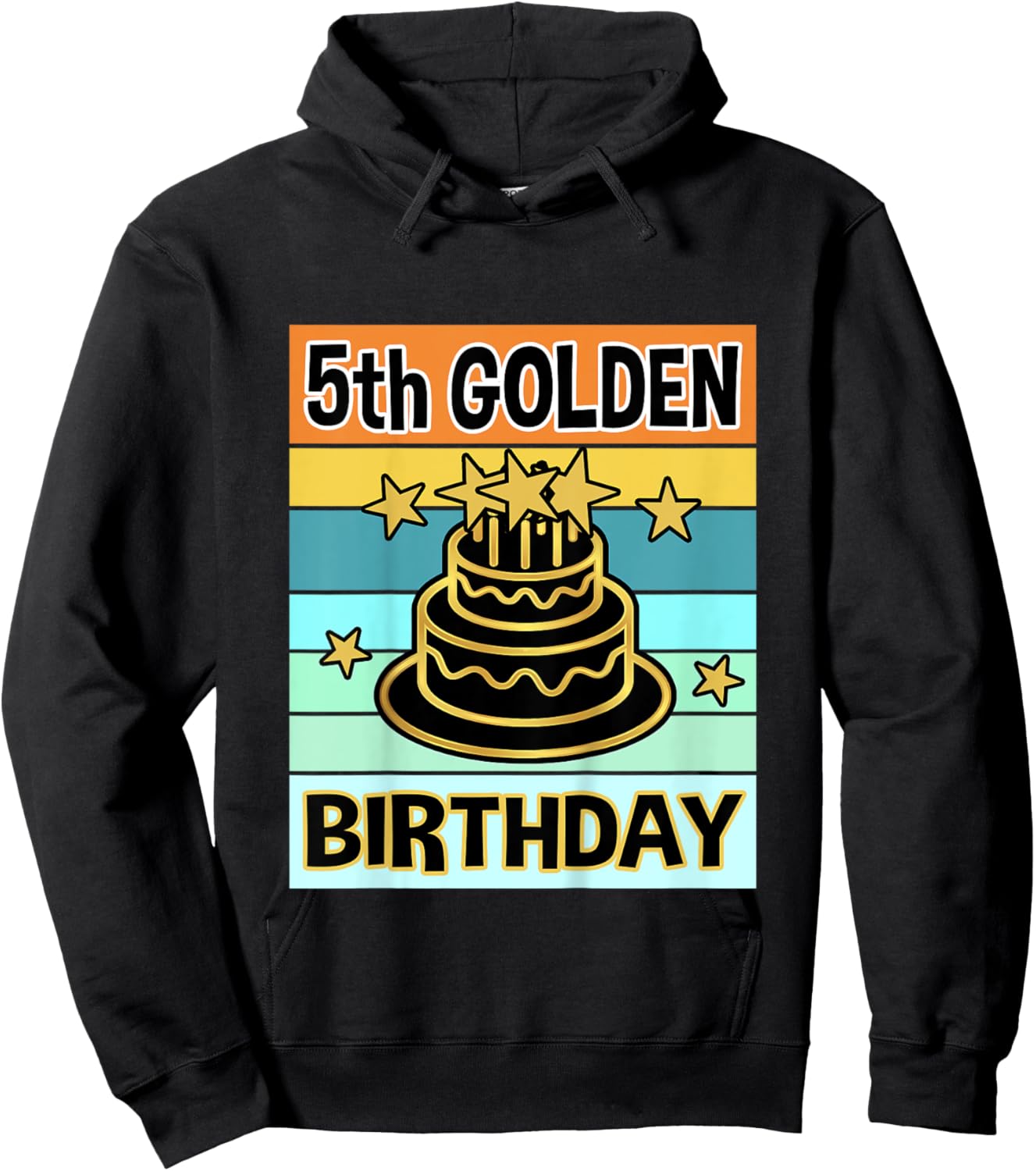 Kids Kids 5th Golden Birthday Shirt My Birthday Golden Boys Girls Hoodie - Hoodie | Black