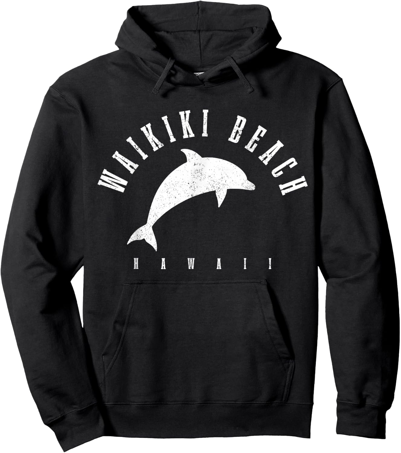 Waikiki Beach Hawaii Hawaiian Surf Vintage Dolphin Vacation Hoodie - Hoodie | Black