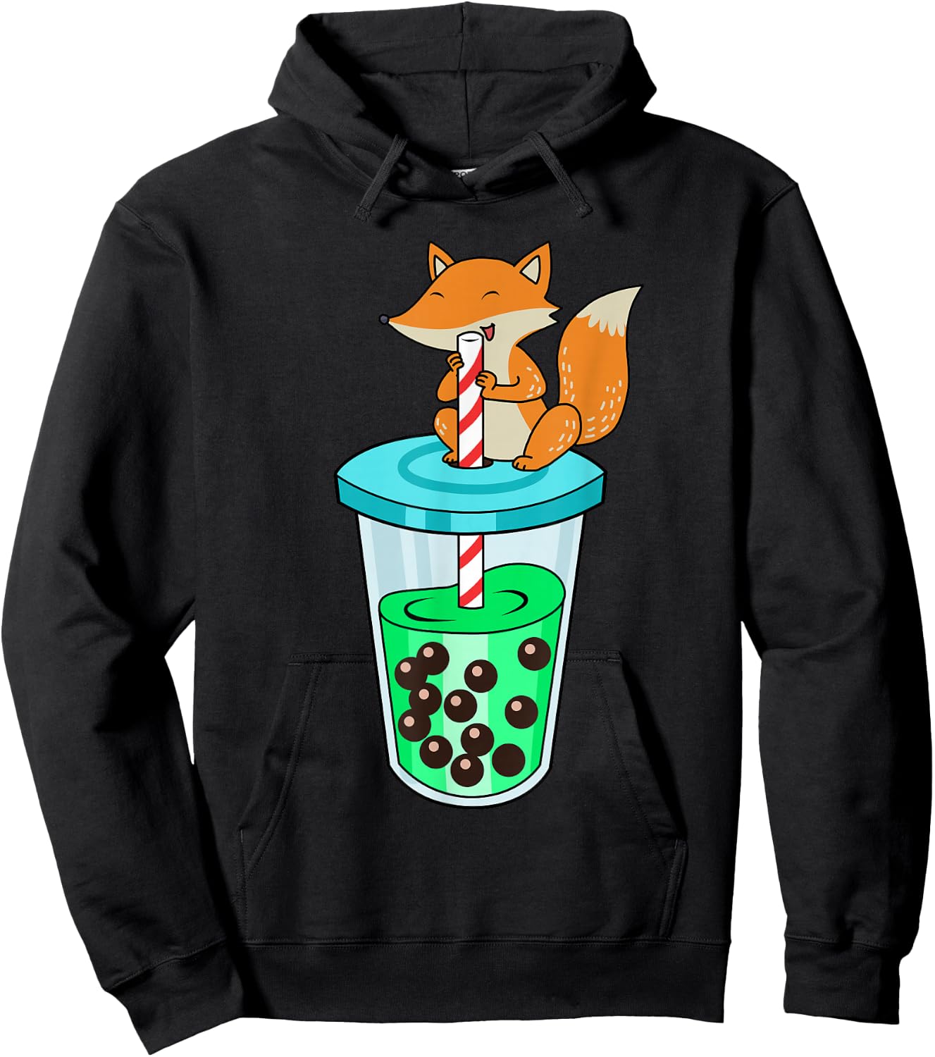 Bubble Tea Shirt Women Fox Boba Tea Kids Fox Hoodie - Hoodie | Black