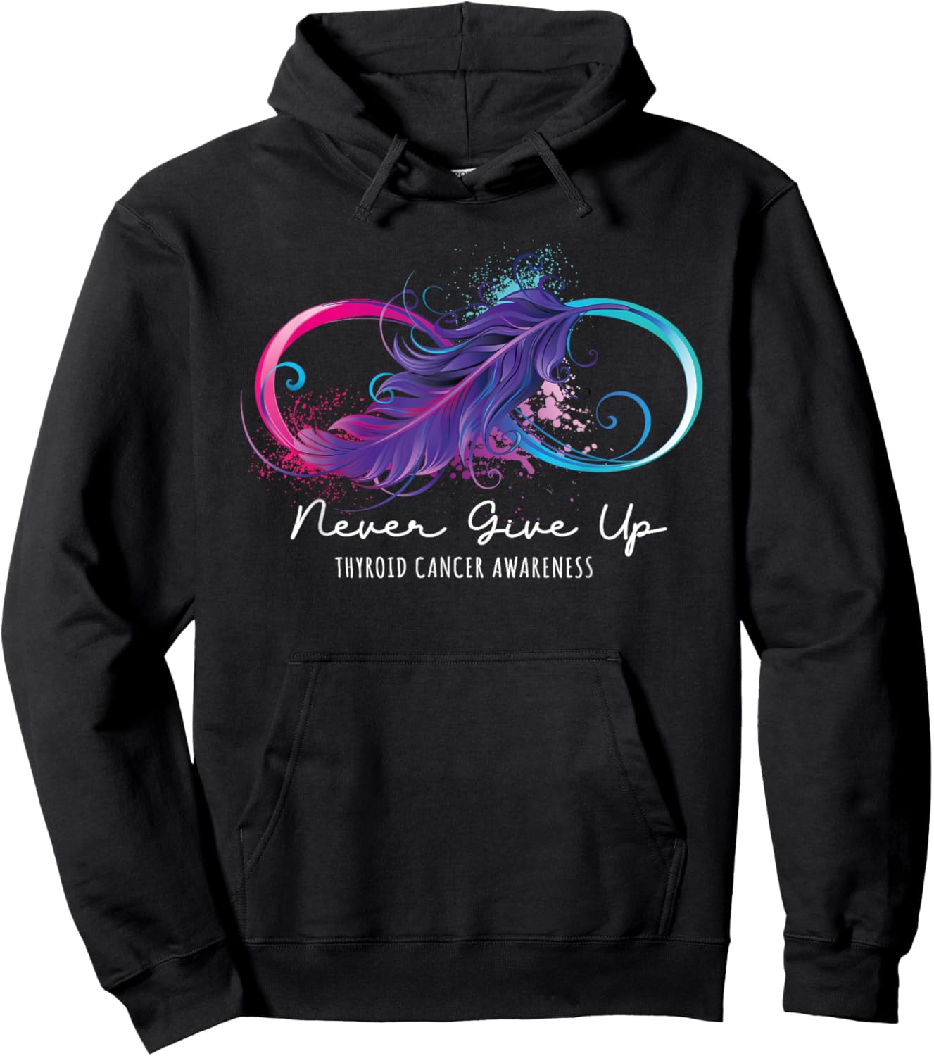 Thyroid Cancer Awareness Survivor Ribbon Strong Family Hoodie - Hoodie | Black