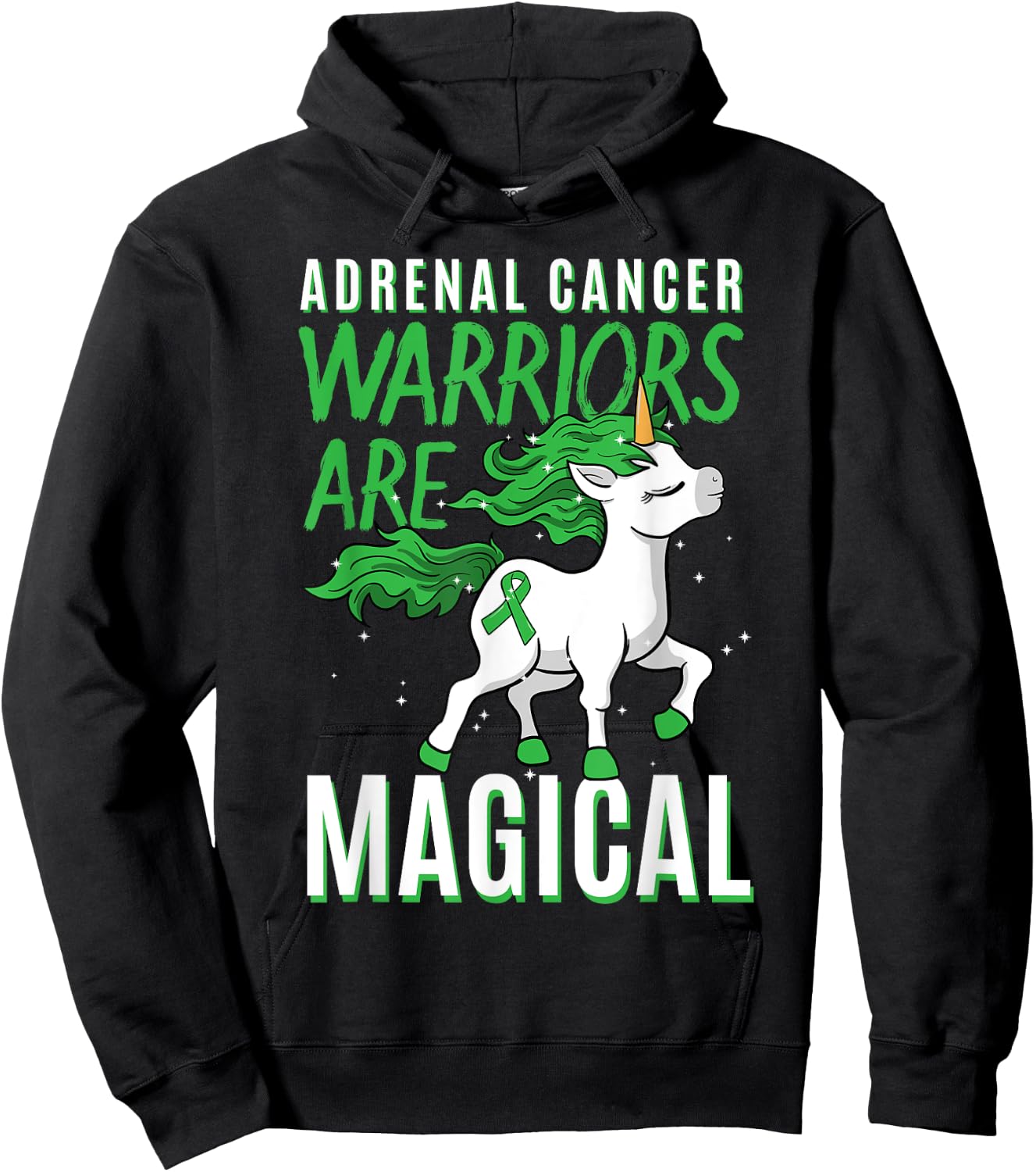 Adrenal Cancer Awareness Adrenal Cortical Carcinoma Unicorn Hoodie - Hoodie | Black