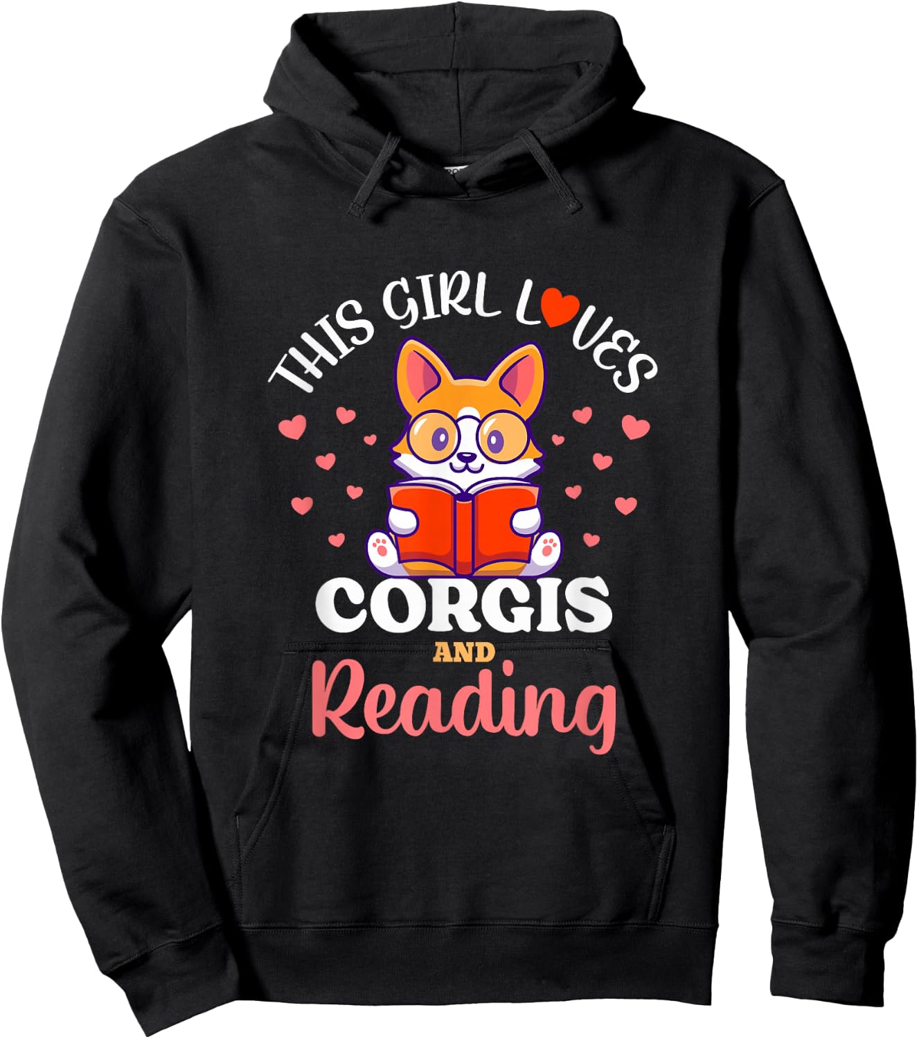This Girl Loves Corgis and Reading Dog Design Hoodie - Hoodie | Black