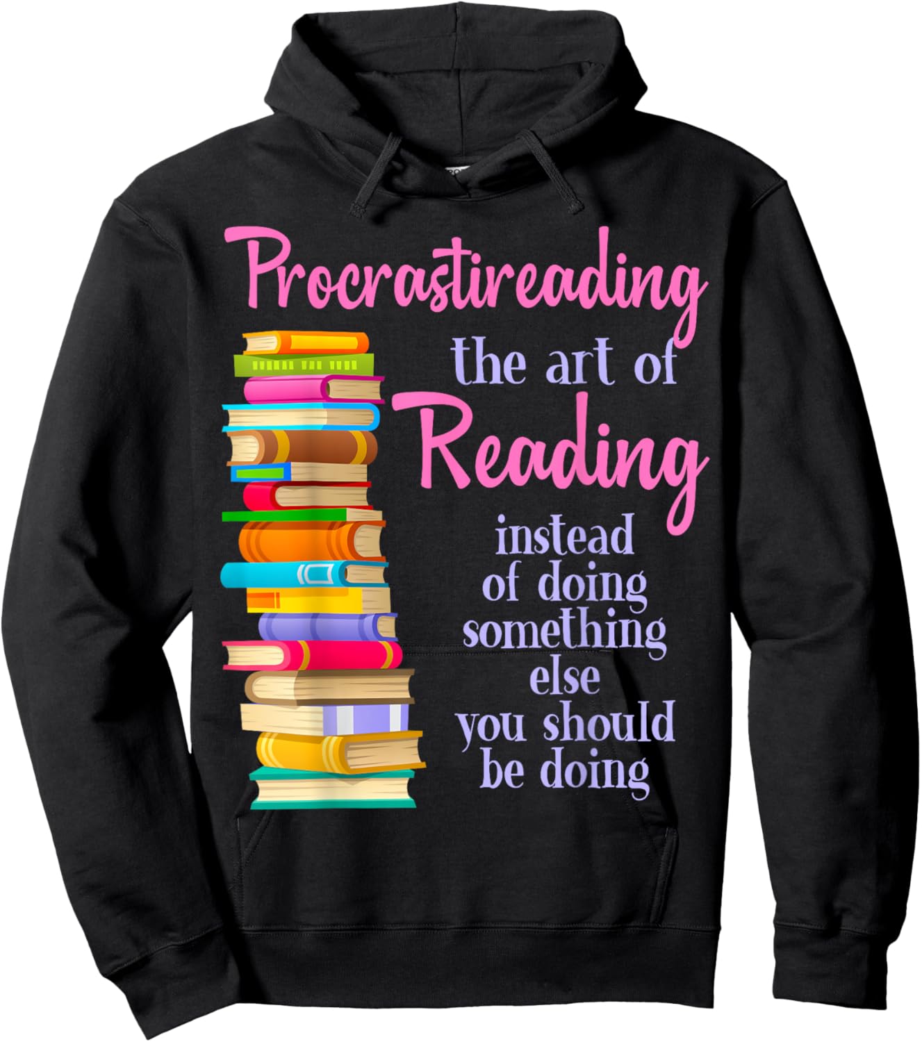 Funny Procrastination Book Reader Design Hoodie - Hoodie | Black