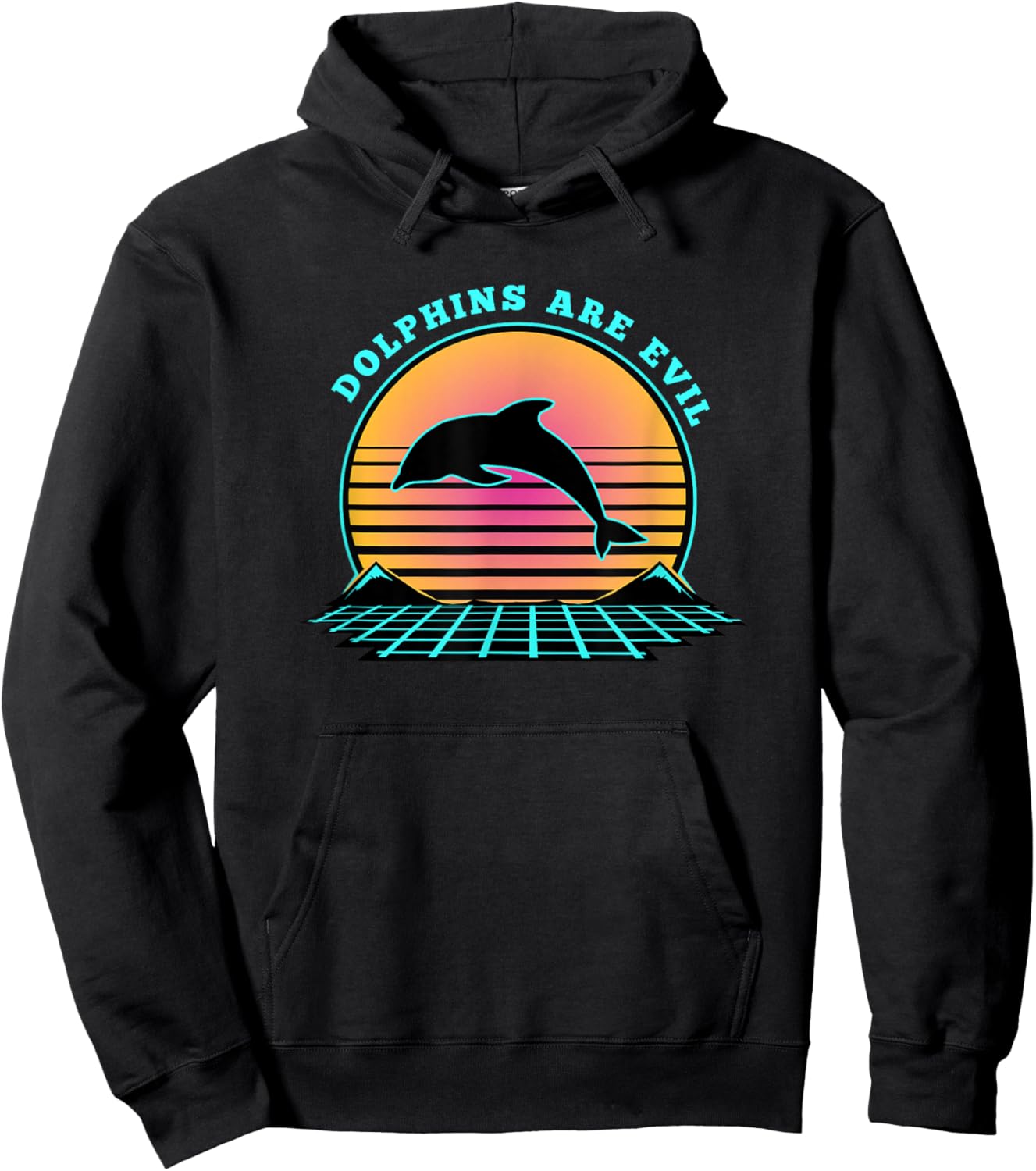 Dolphin Conspiracy Are Evil Funny Meme Conspiracy Vaporwave Hoodie - Hoodie | Black